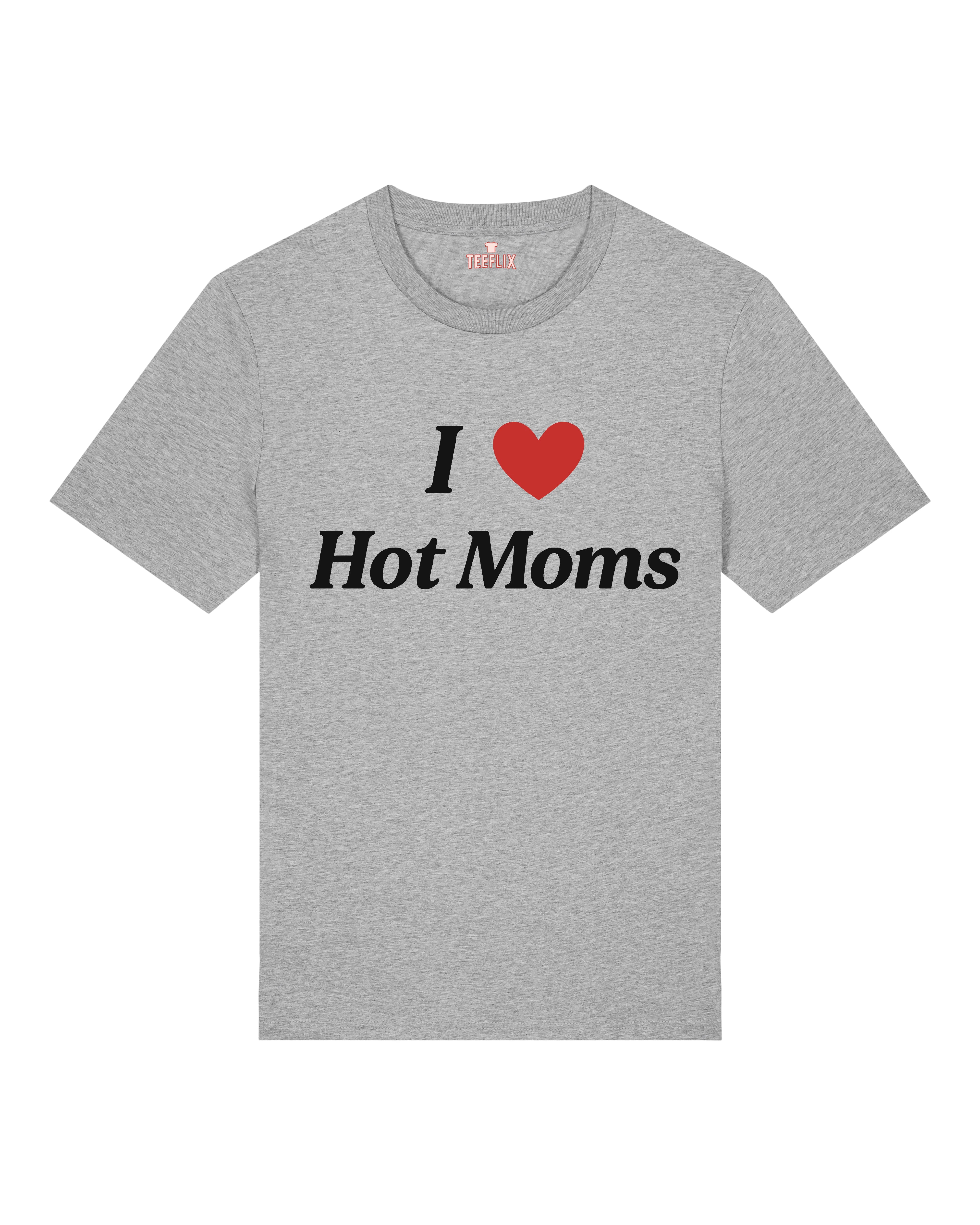„Graues Oversized T-Shirt mit I Love Hot Moms Aufdruck“
