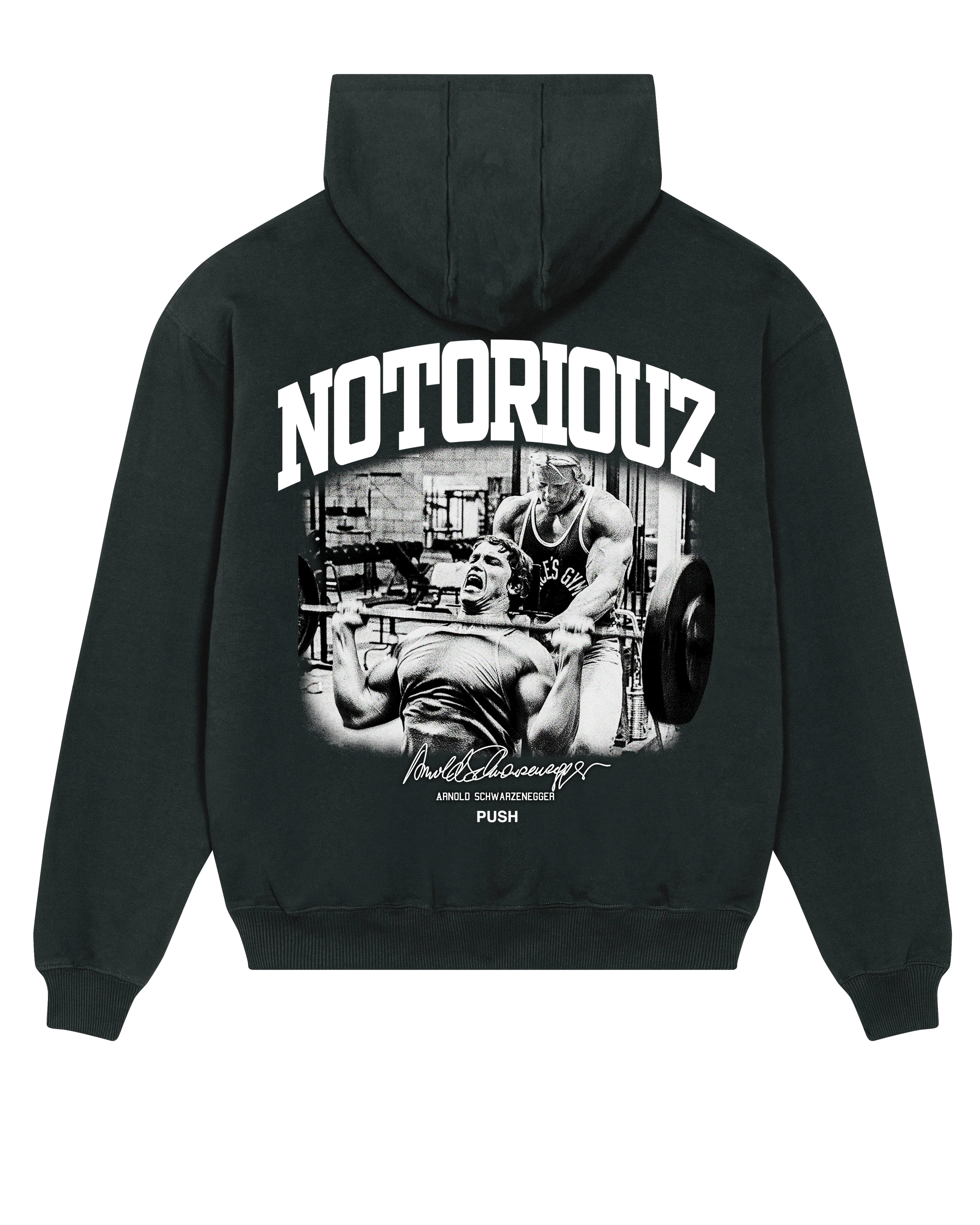„Oversized Hoodie mit PUSH HARD / STAY SOLID Rückenprint – Gymwear Streetstyle“