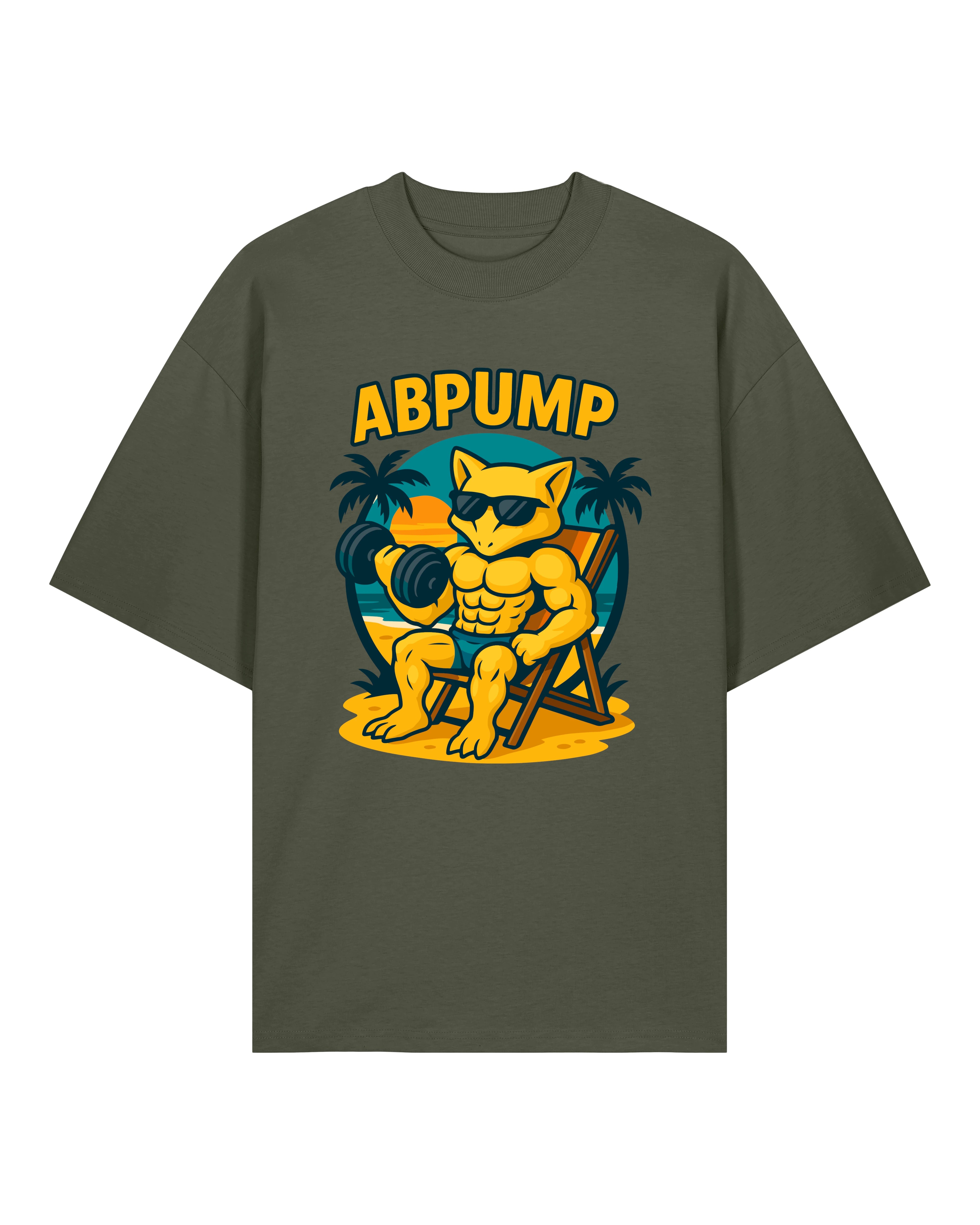 ABPUMP Oversized Gym Shirt Oliv – Lustiges Pump Cover Shirt von Teeflix