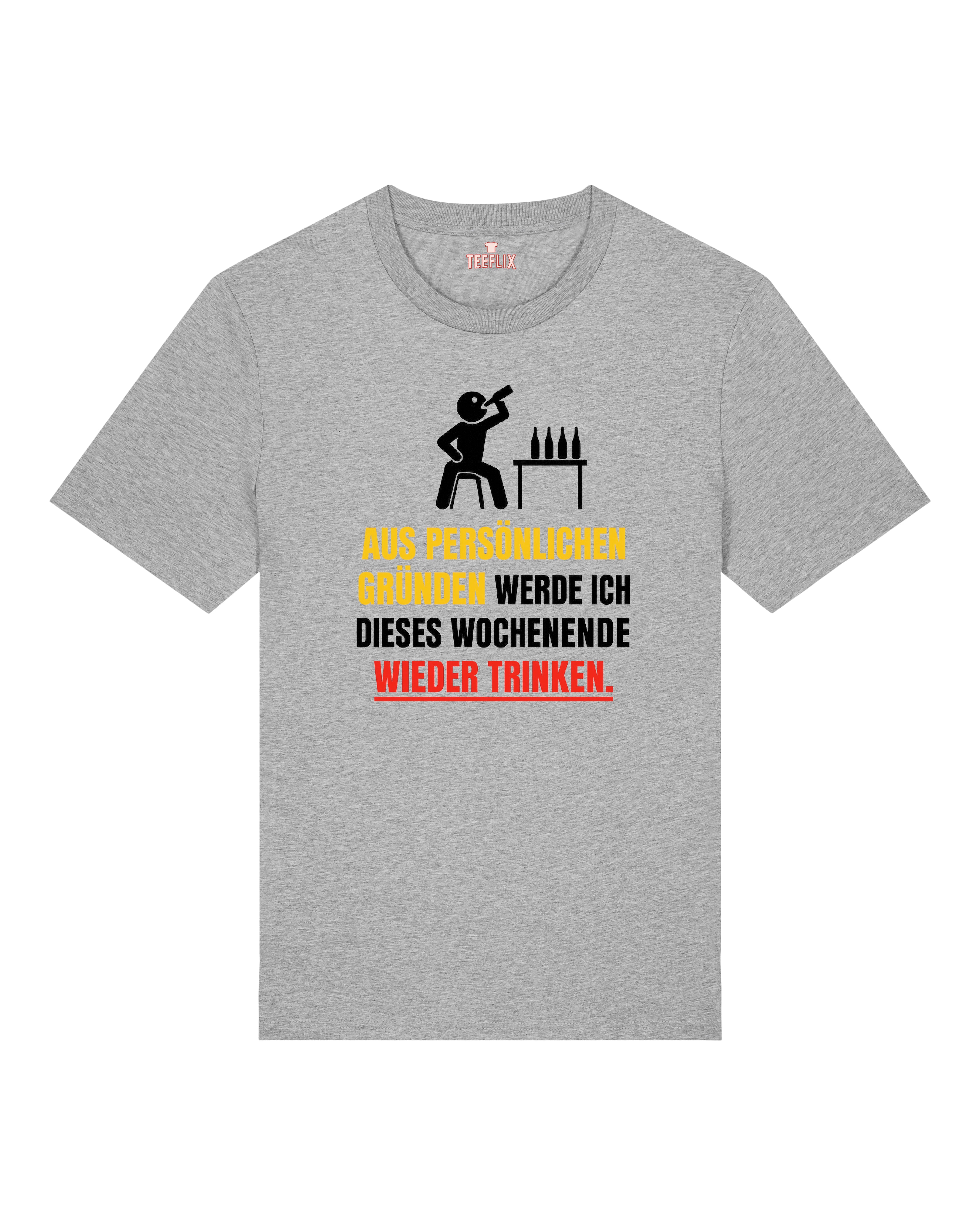 Graues Shirt mit Illustration und Wochenend-Spruch