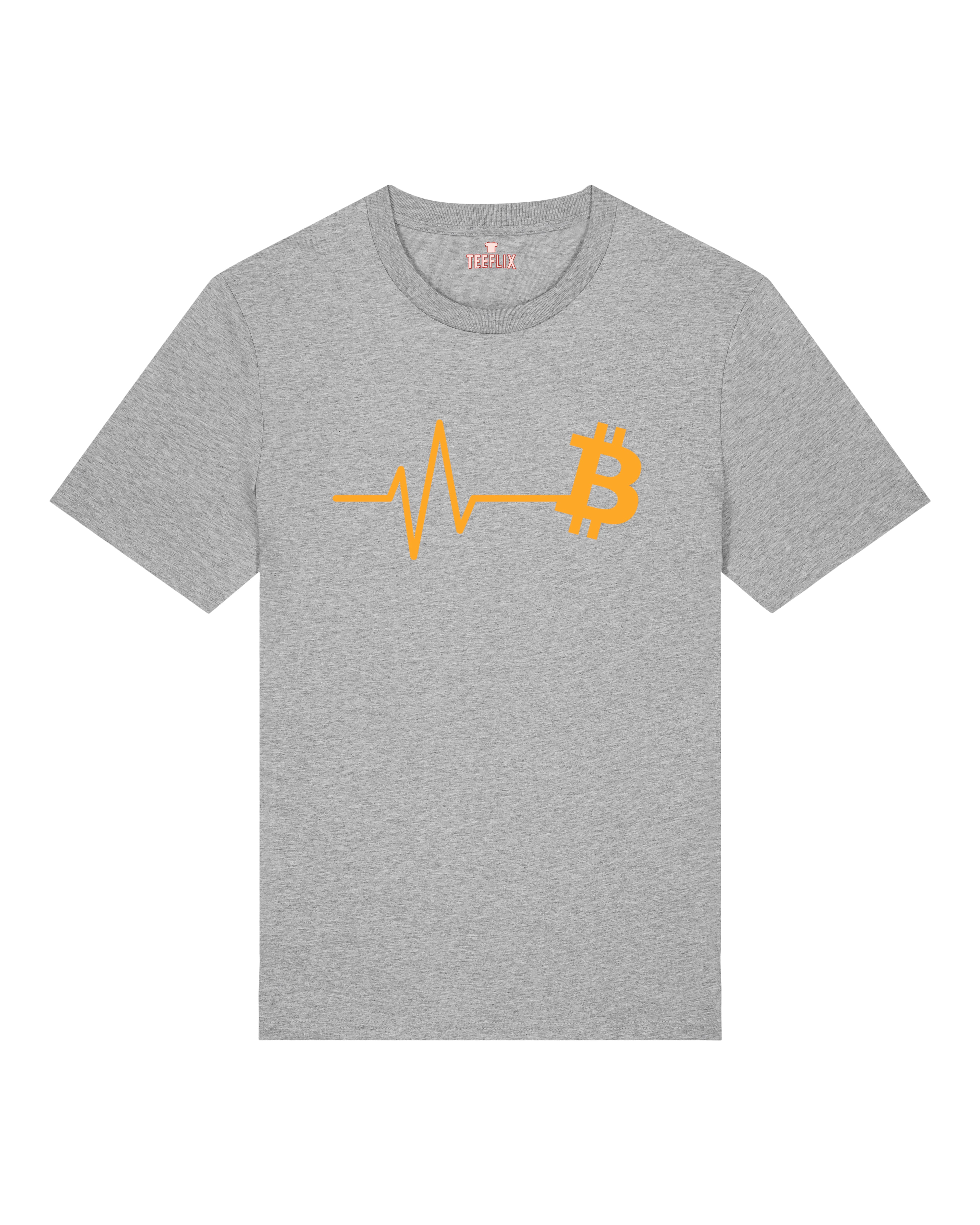 Grau Bitcoin Pulse T-Shirt – Dezenter BTC Look mit Herzschlag Grafik auf Unisex Shirt von Teeflix