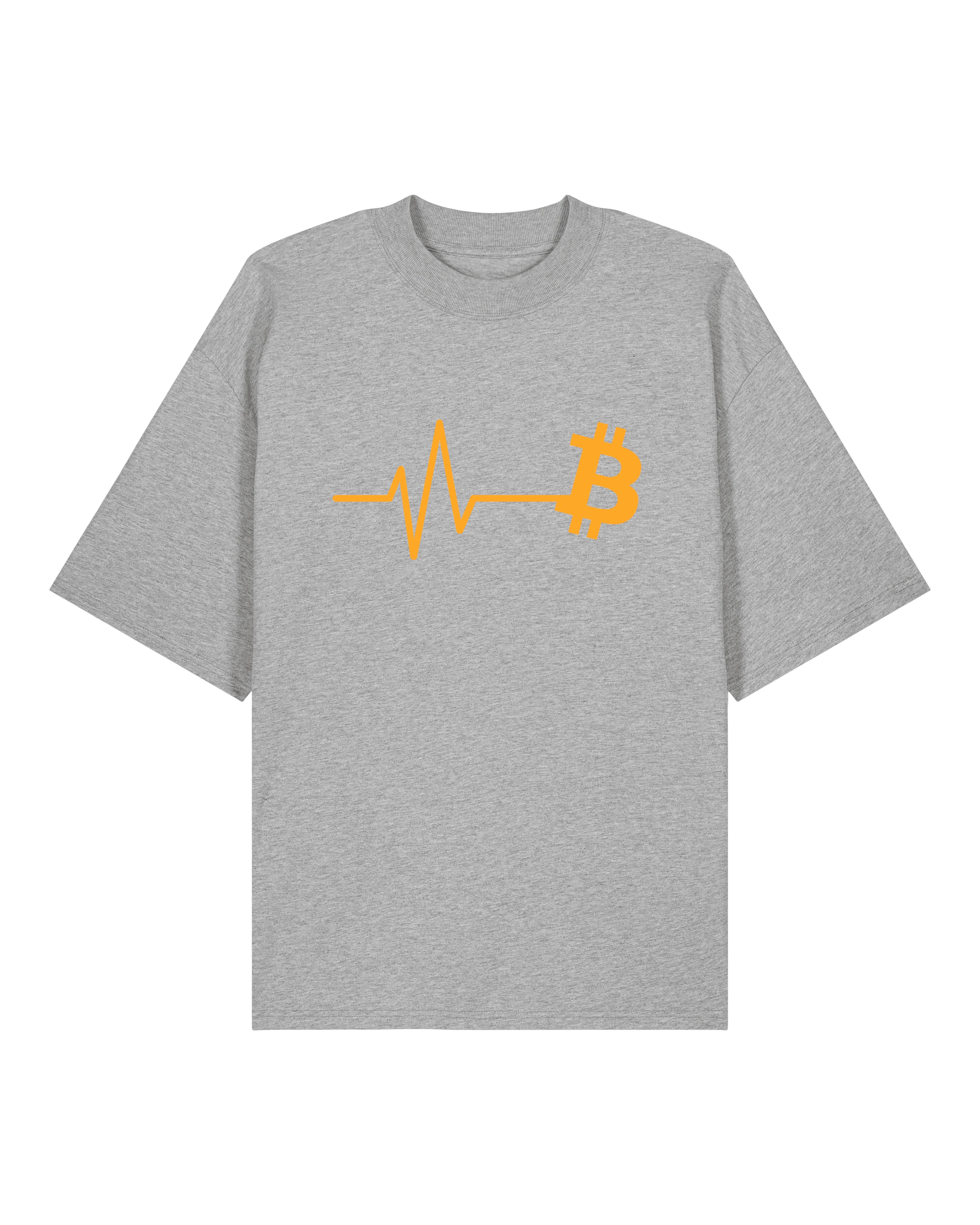 Oversized Bitcoin Pulse T-Shirt in Grau – Krypto Shirt mit Herzfrequenz Design von Teeflix