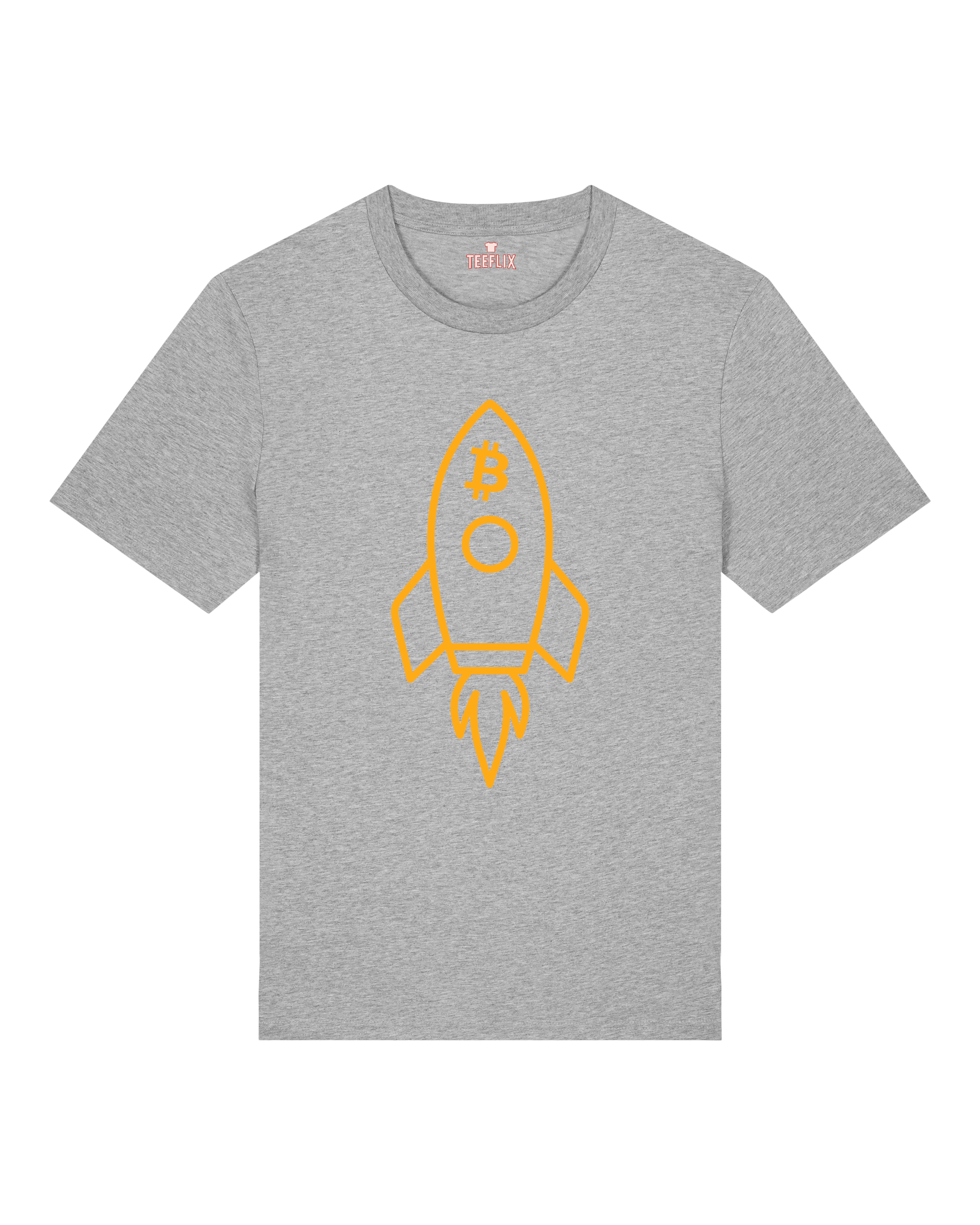 Bitcoin Rakete Shirt in Grau – Dezentes Krypto Design auf hochwertigem Unisex T-Shirt von Teeflix