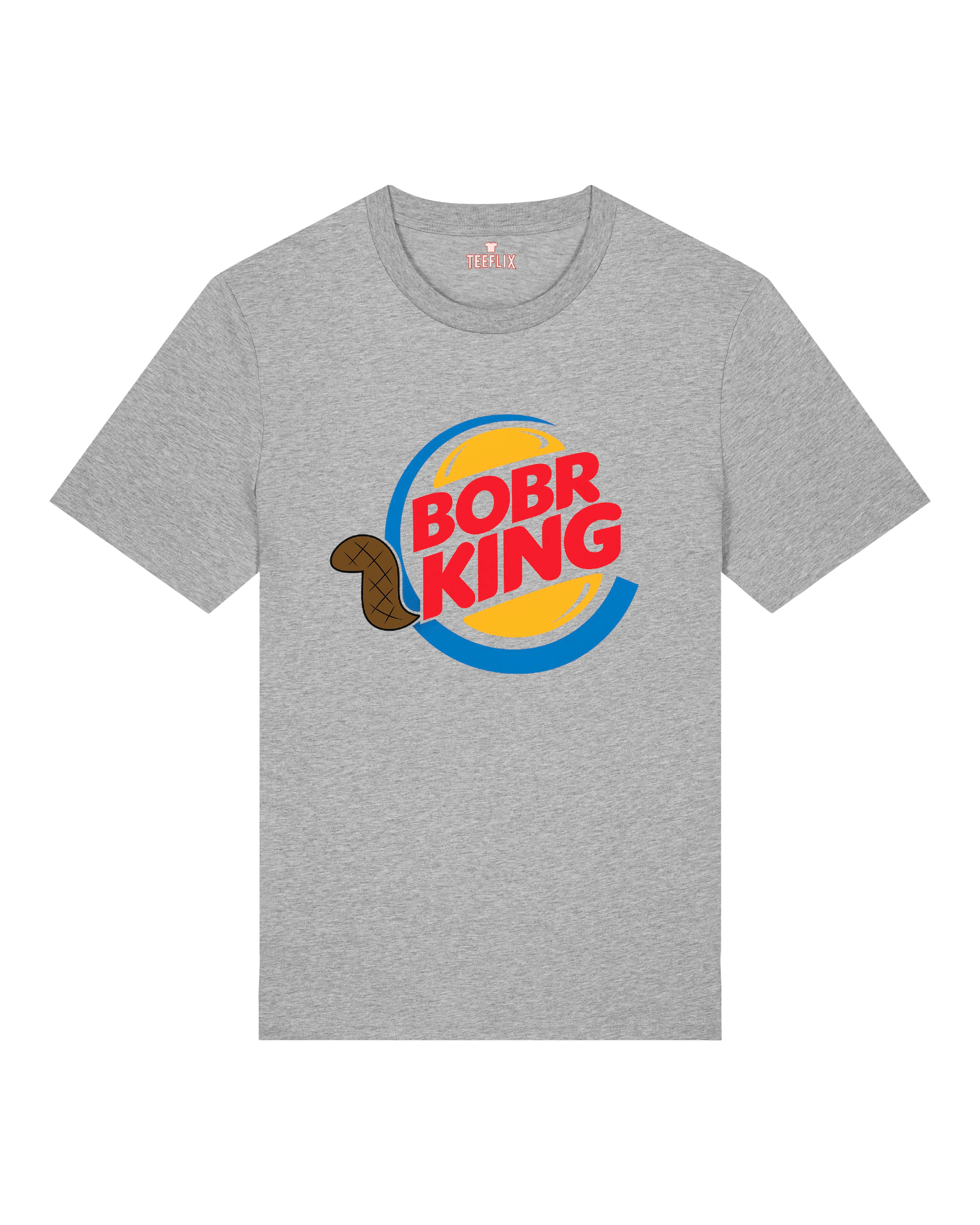 Graues Funshirt mit BOBR KING Aufdruck und Comic-Biber