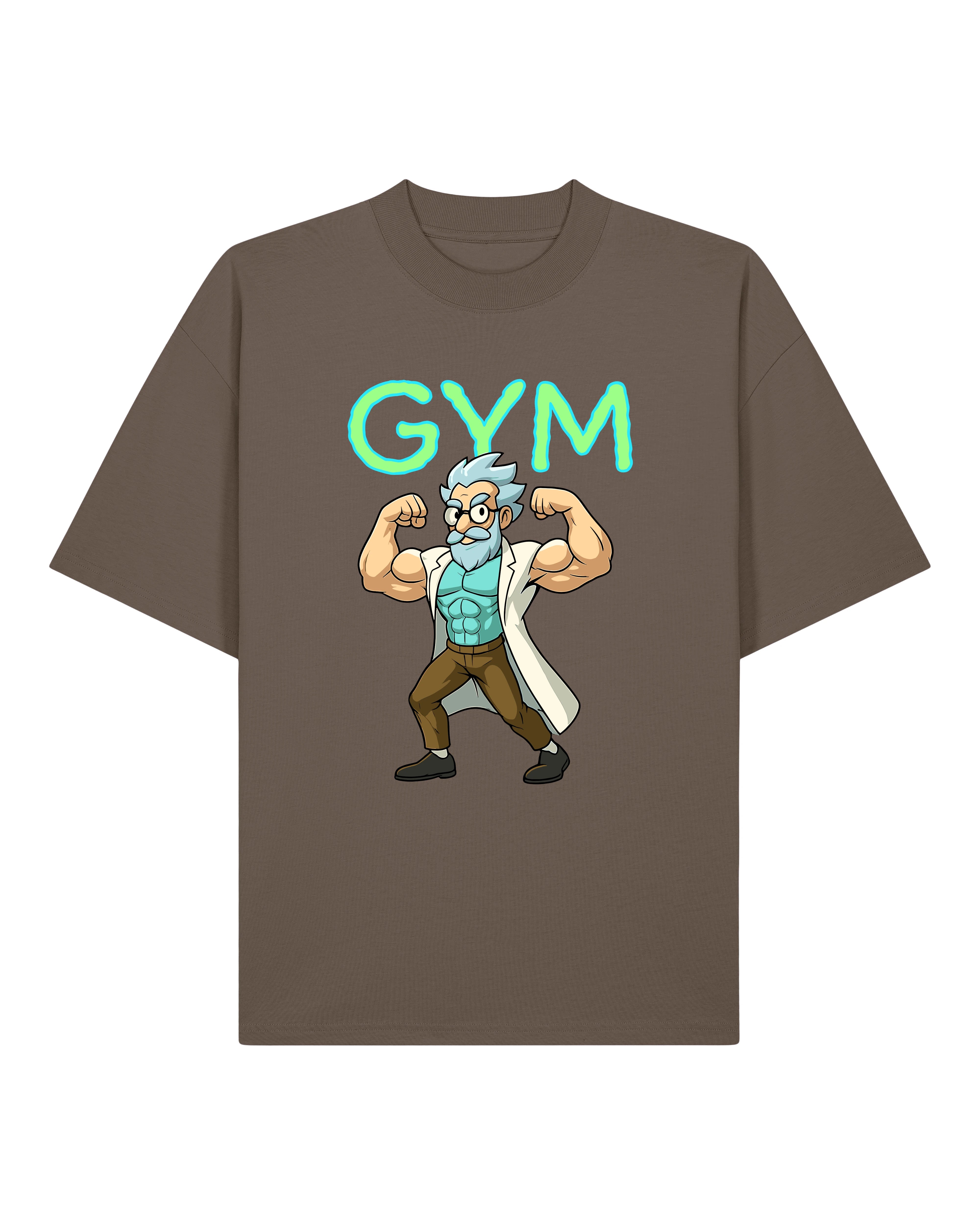 Teeflix GYM Rick Pump Cover Shirt Braun Unisex Oversized Bio-Baumwolle