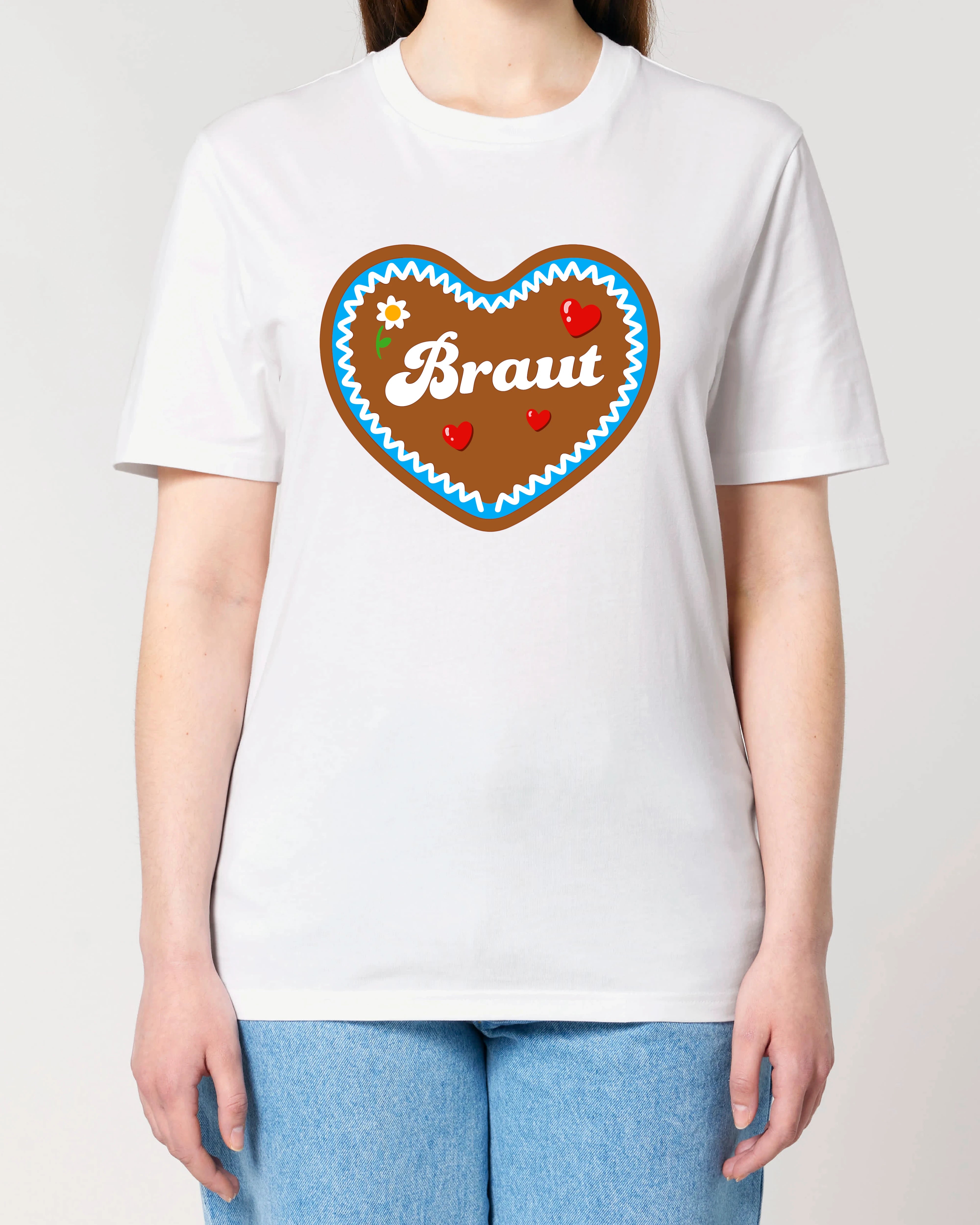 Teeflix Braut JGA T-Shirt in Weiß, Unisex Normal – Junggesellinnenabschied T-Shirt Braut