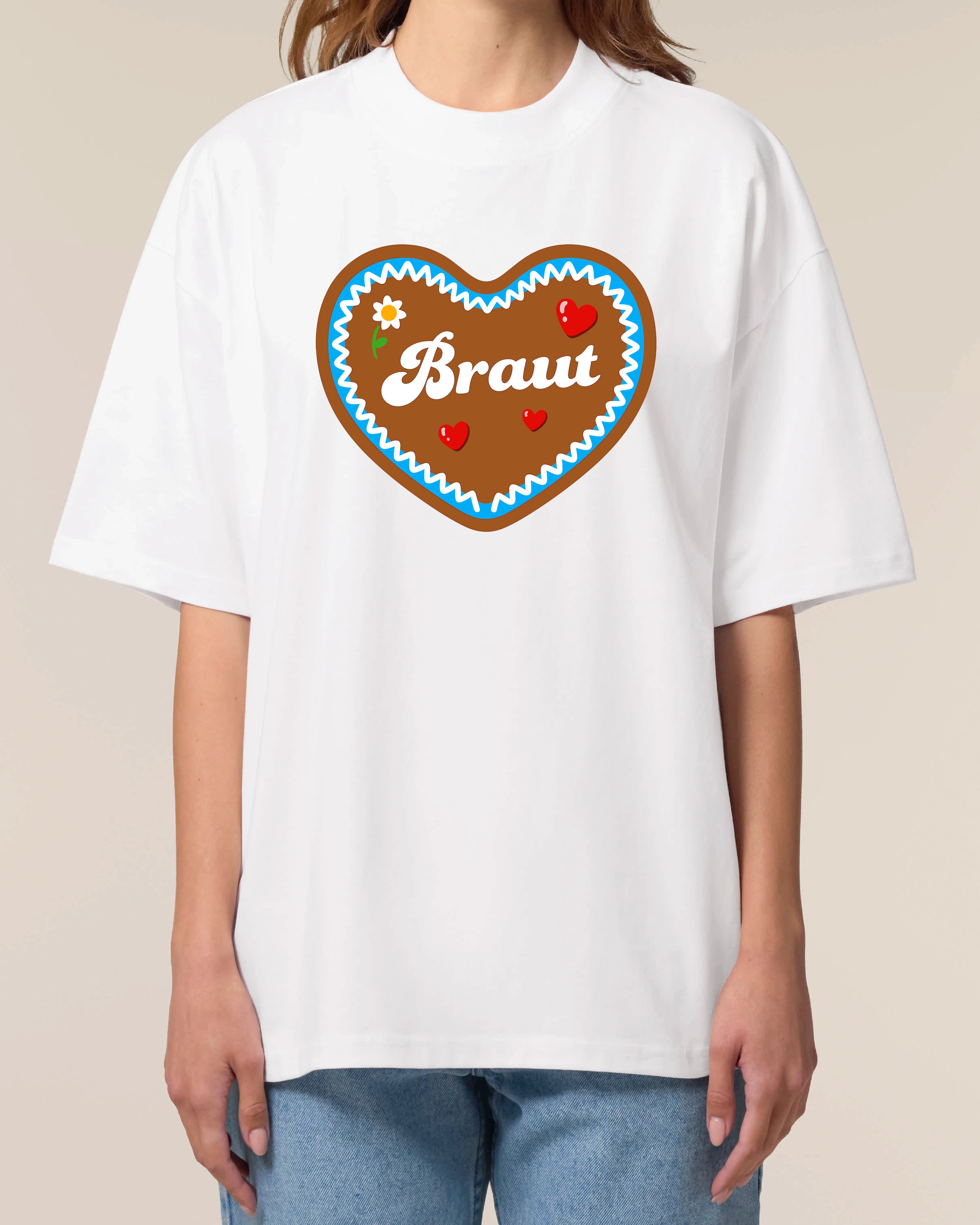 Teeflix Braut JGA T-Shirt in Weiß, Oversized – Bachelorette Party Outfit Team Braut