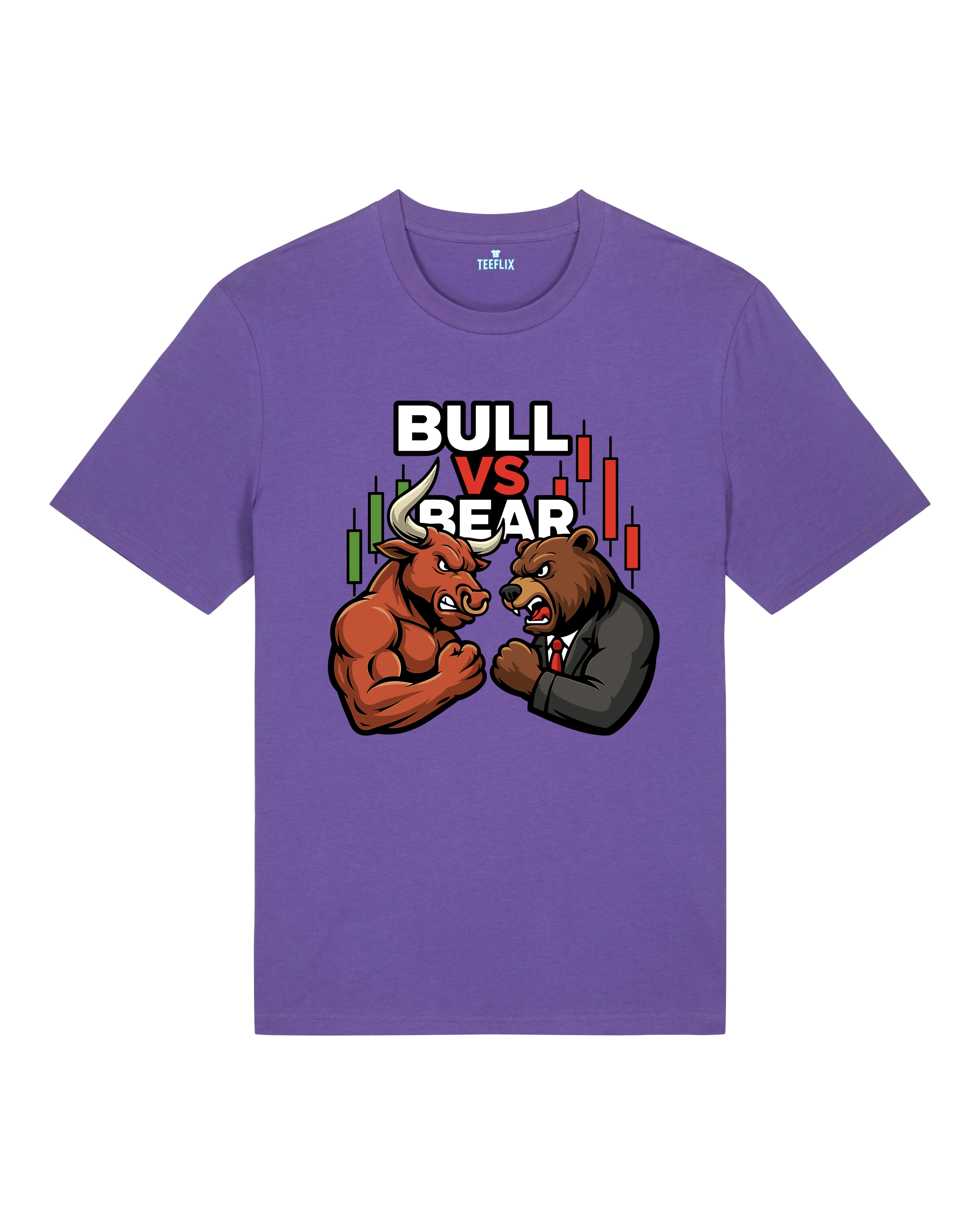 Bull vs Bear Trading Crypto Shirt Lila – Lustiges Krypto Börse Shirt von Teeflix