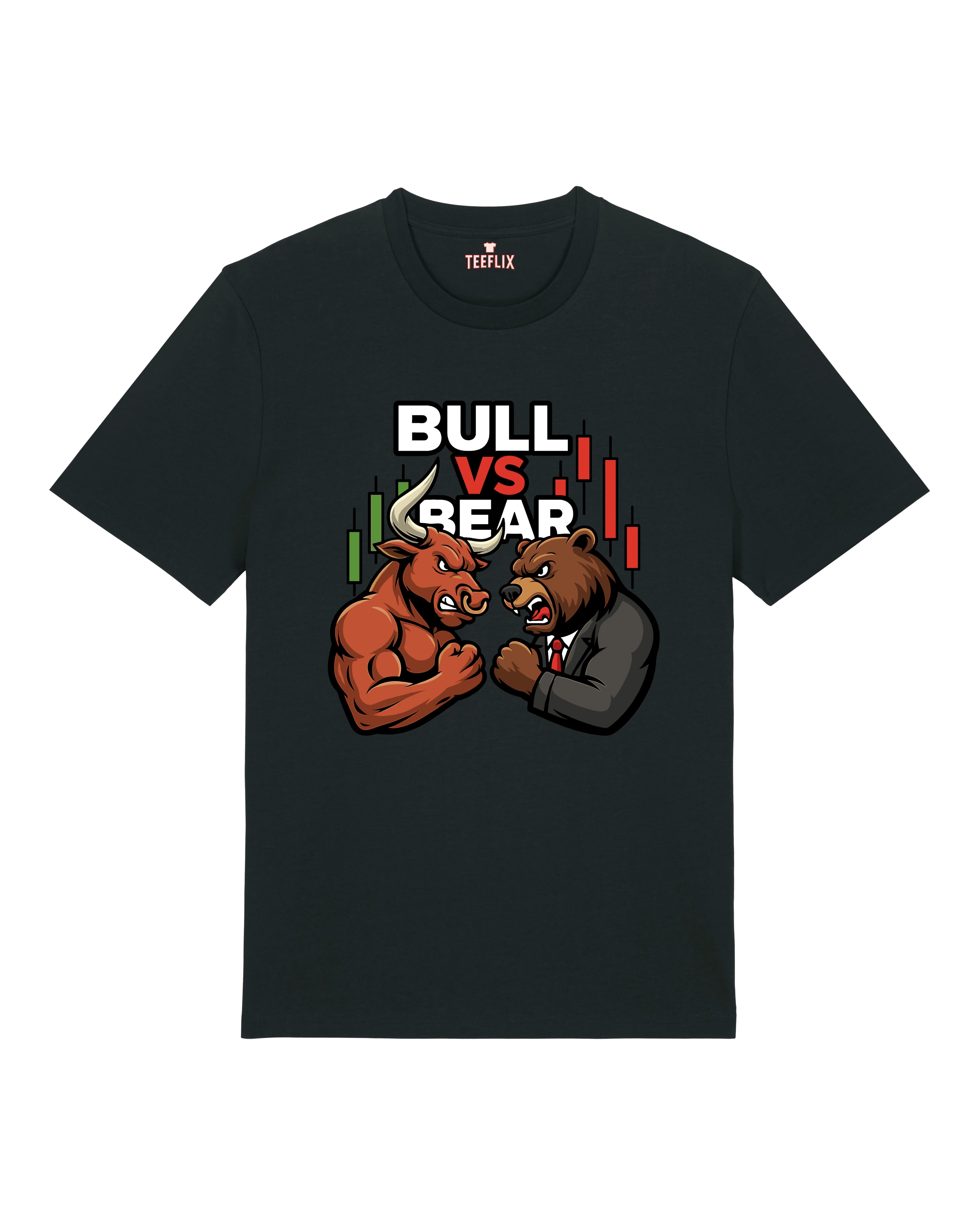 Bull vs Bear Trading Crypto Shirt Schwarz – Teeflix Bitcoin Meme Shirt