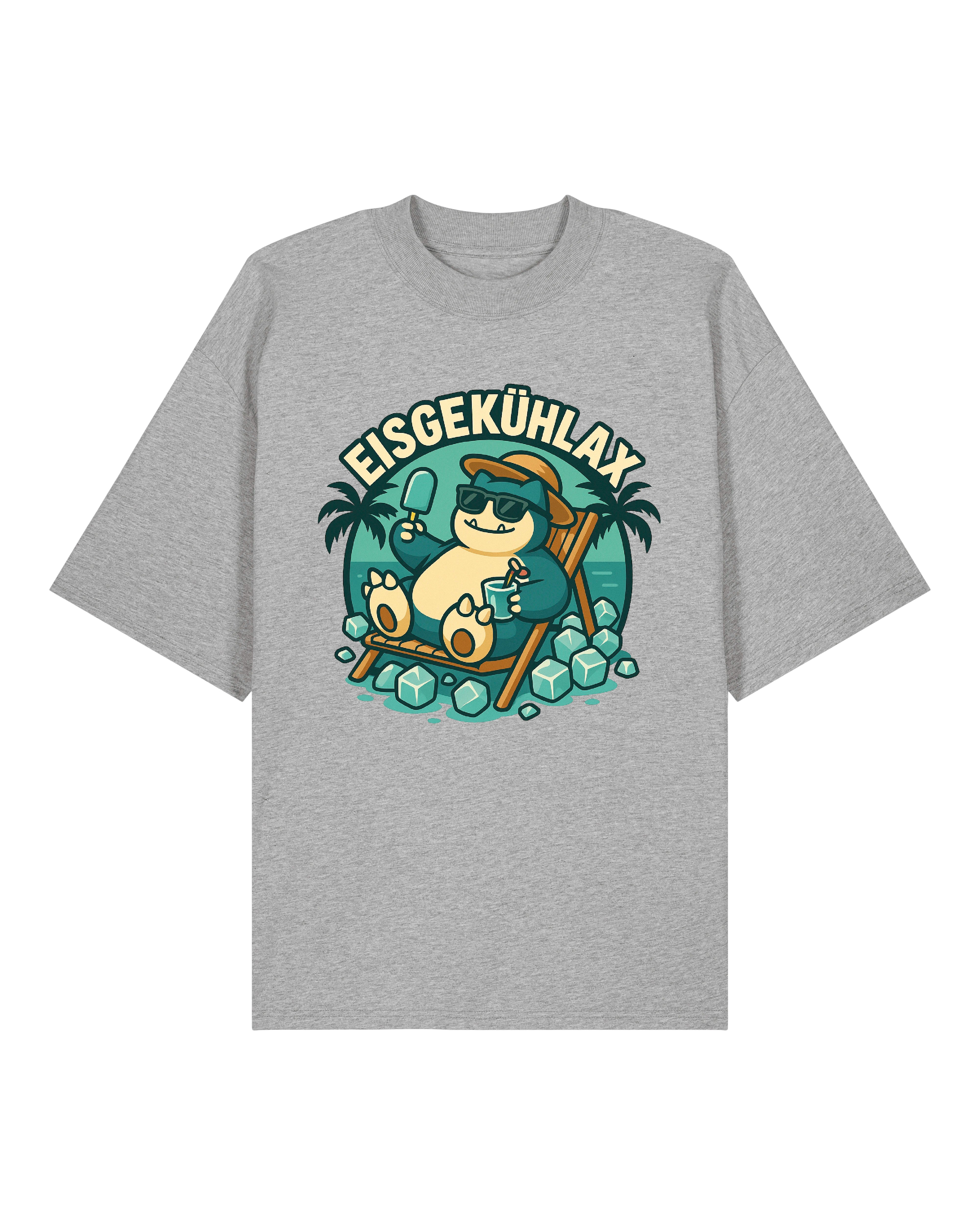Graues T-Shirt mit EISGEKÜHLAX-Aufdruck – entspanntes Sommermotiv mit coolen Vibes.