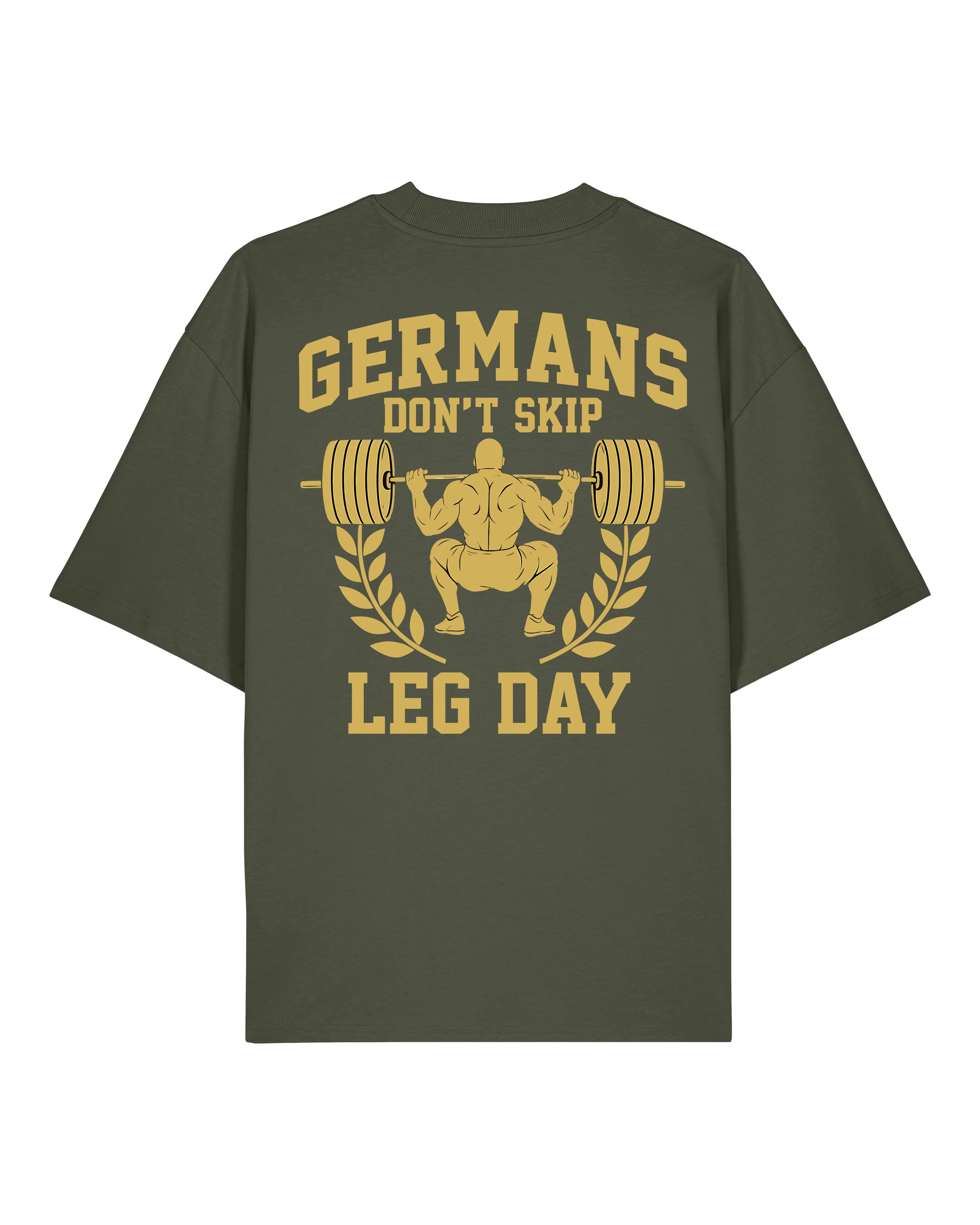 Germans Don’t Skip Leg Day Pump Cover olivgrünes Oversized Gym Shirt Teeflix