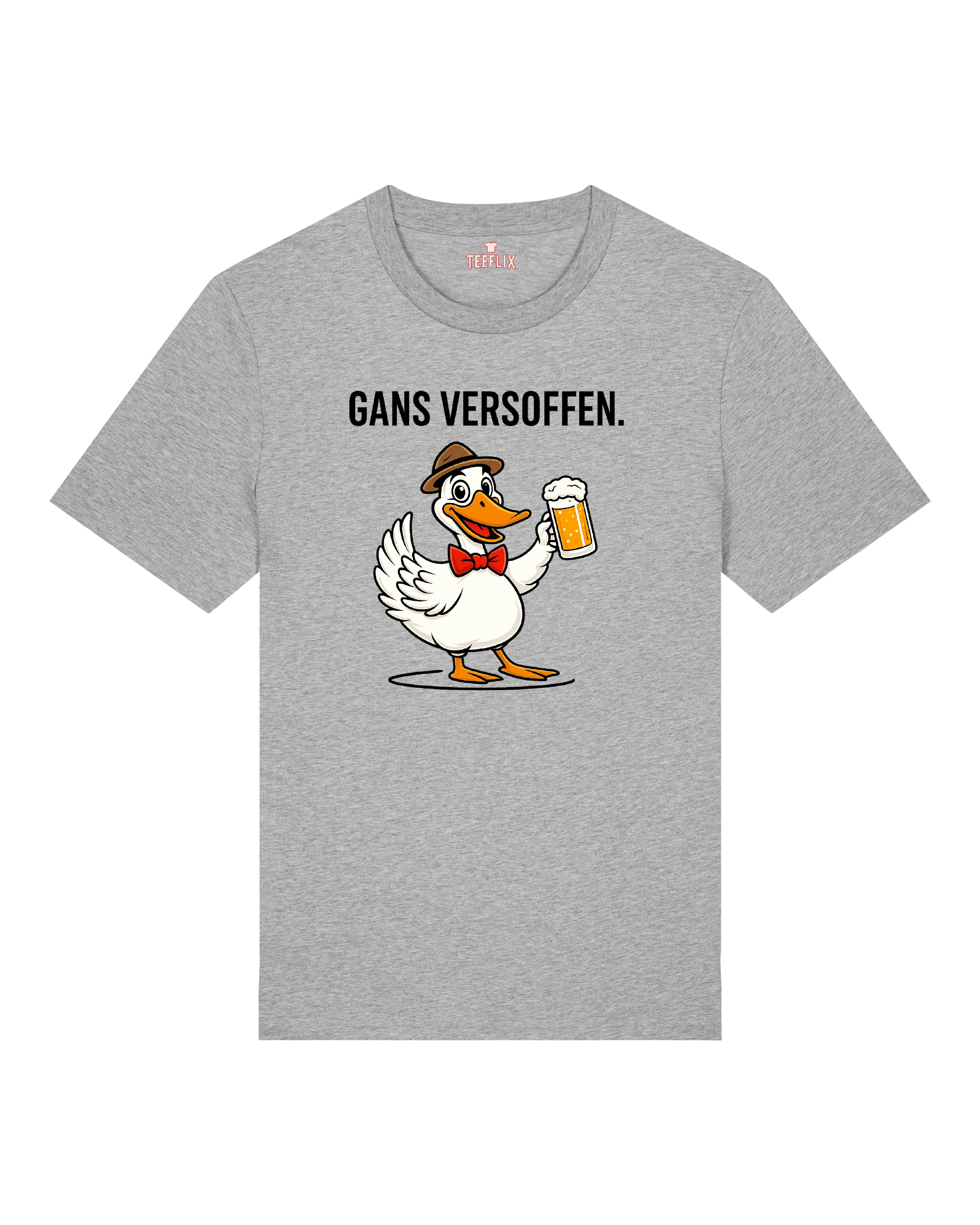 Produktabbildung des T-Shirts mit humorvollem Printmotiv von Teeflix. Erhältlich in verschiedenen Farben – perfekt für Fans von ausgefallener Streetwear, Festivals und ironischer Popkultur-Mode.