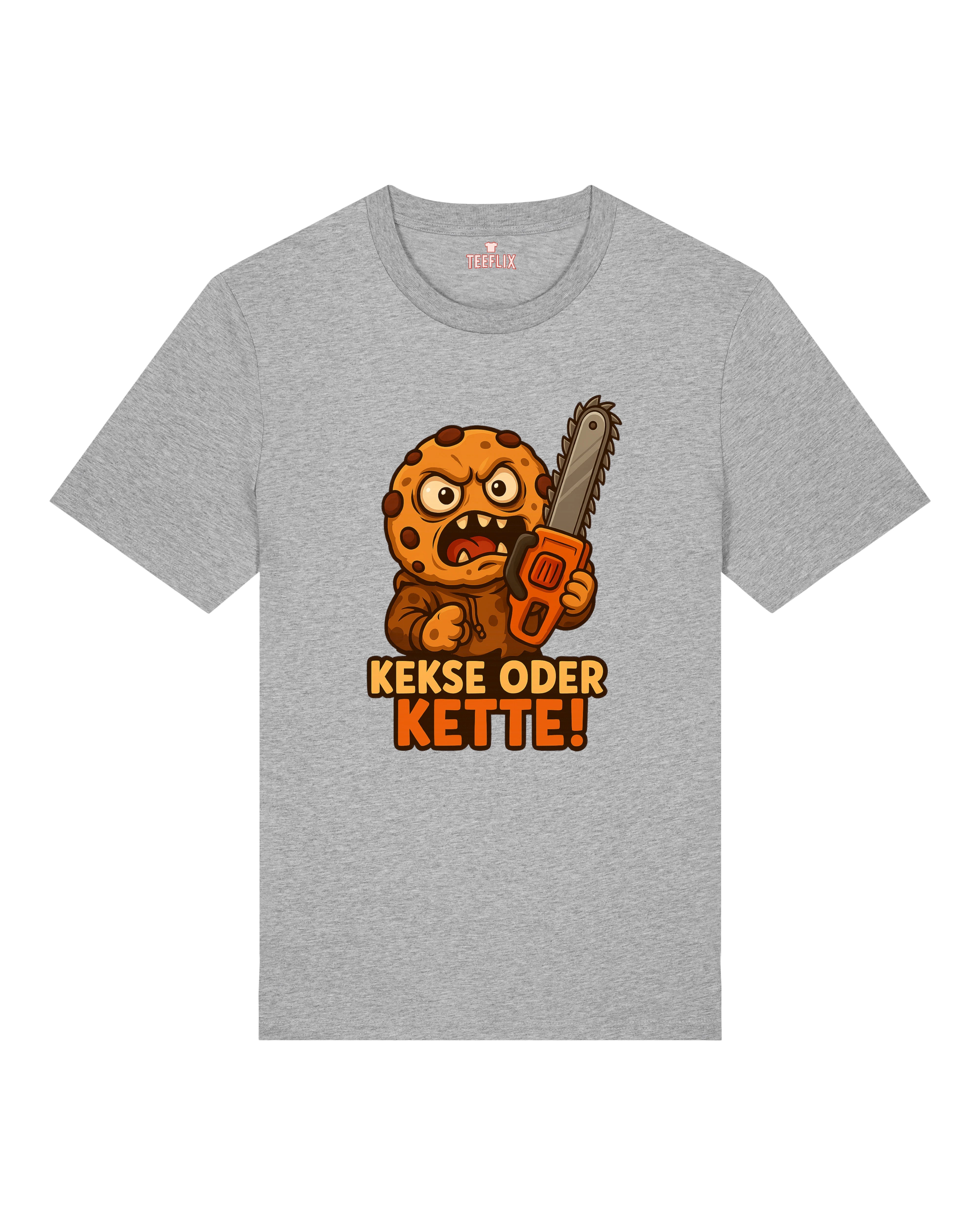 Graues Unisex T-Shirt mit verrücktem Cookie Design – Kekse oder Kette Shirt – Teeflix