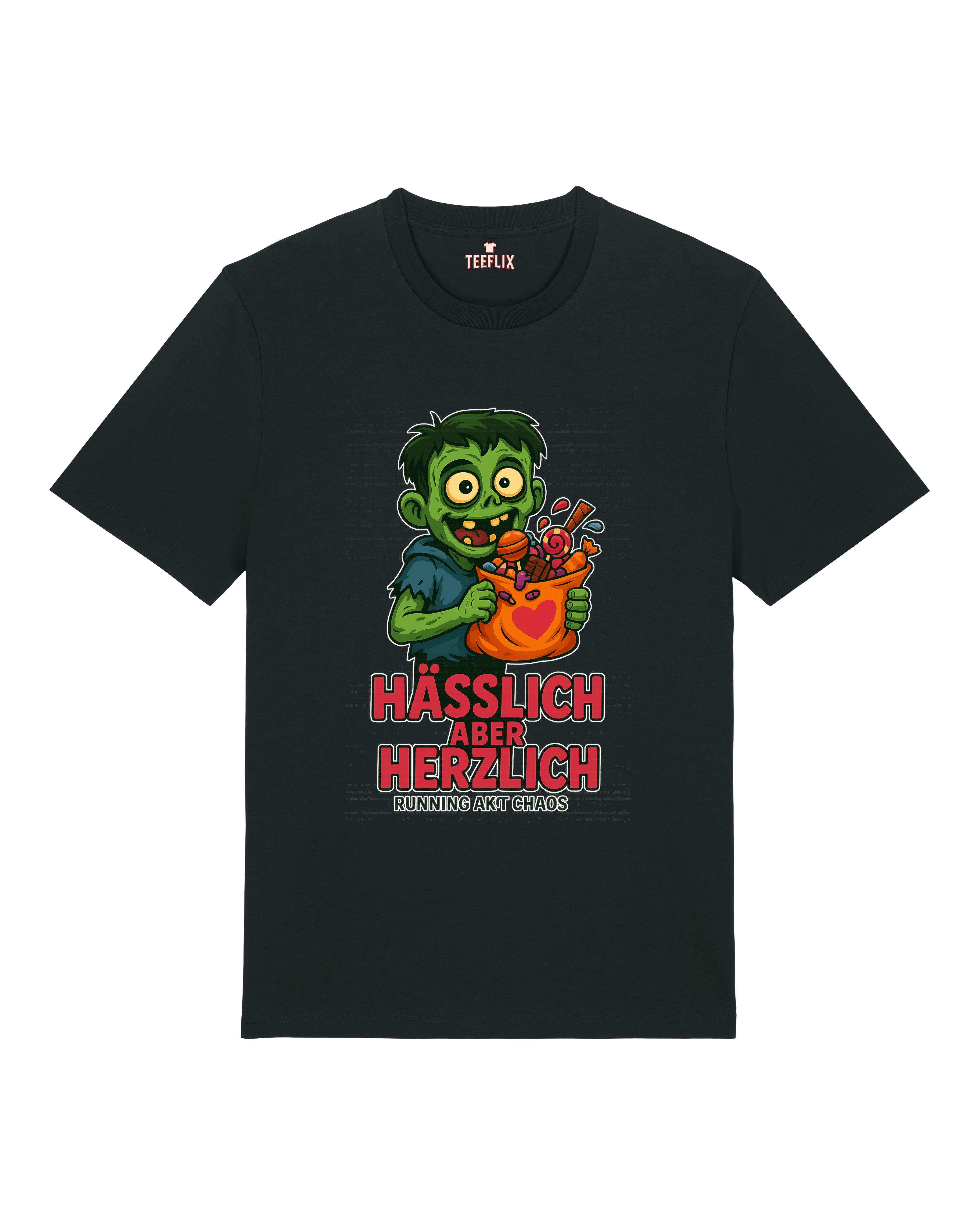 Halloween T-Shirt mit Spruch – Zombie Grafik – Unisex Schwarz – Teeflix
