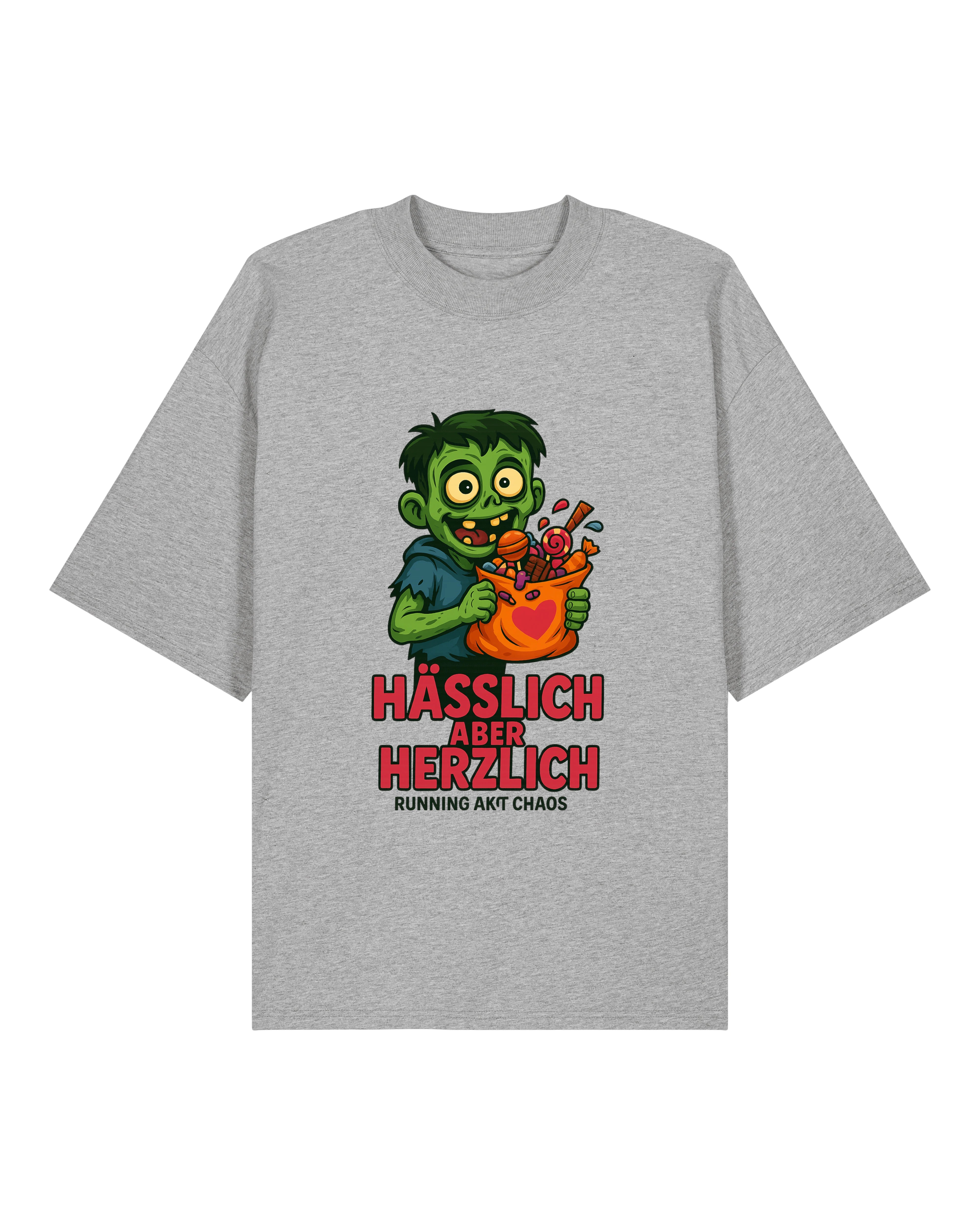 Lustiges Zombie Shirt – Oversized Grau – Halloween Outfit – Teeflix