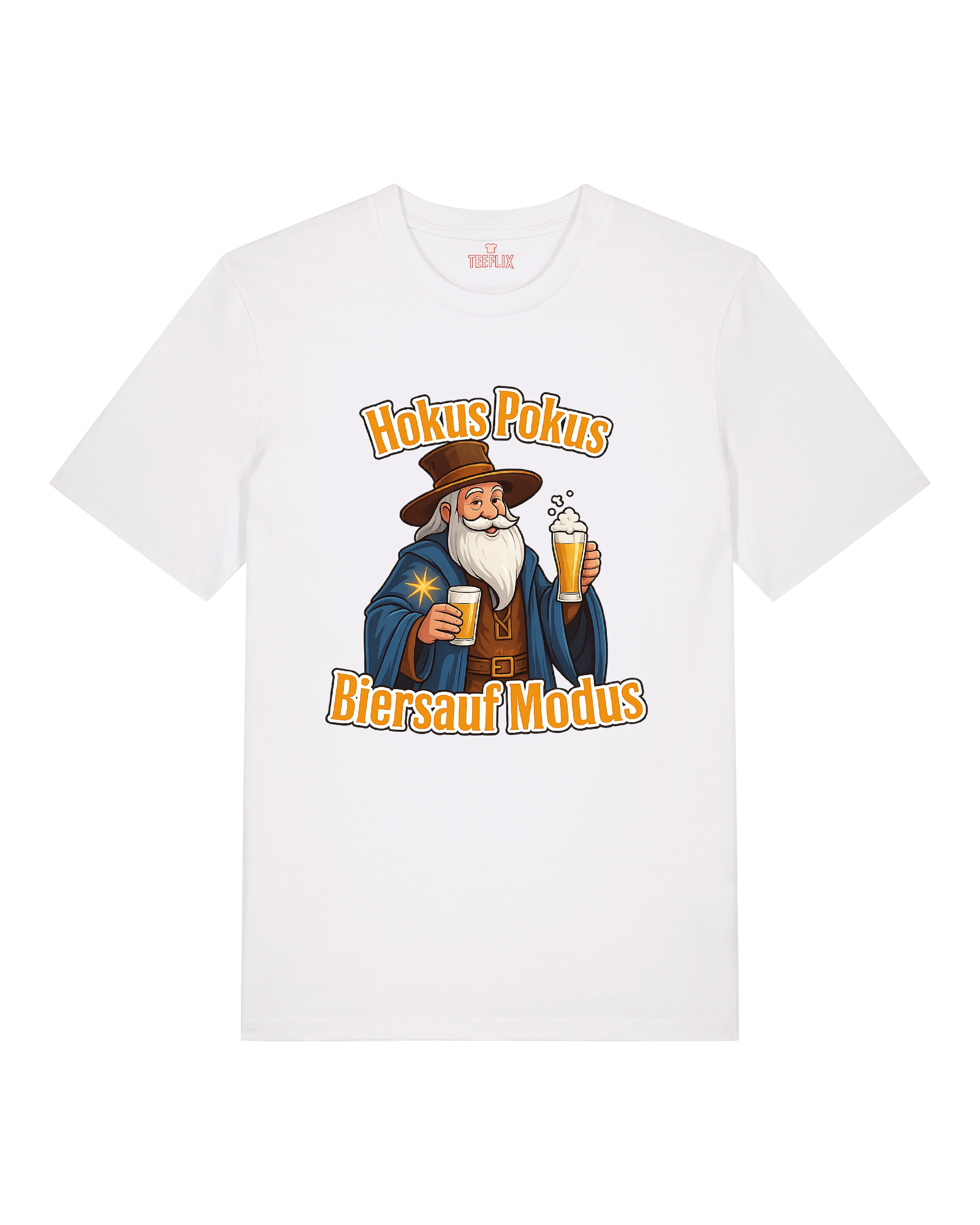 Produktbild eines farbigen T-Shirts mit einem humorvollen Cartoon-Motiv im Zentrum. Das Design ist auffällig, farbintensiv und auf das Thema Feiern, Bier oder Sommer bezogen. Ideal für Partys, Festivals oder als Geschenkidee. Auf dem Bild ist stets das Shirt frontal abgebildet und glatt ausgelegt, um den Print optimal zu präsentieren.
