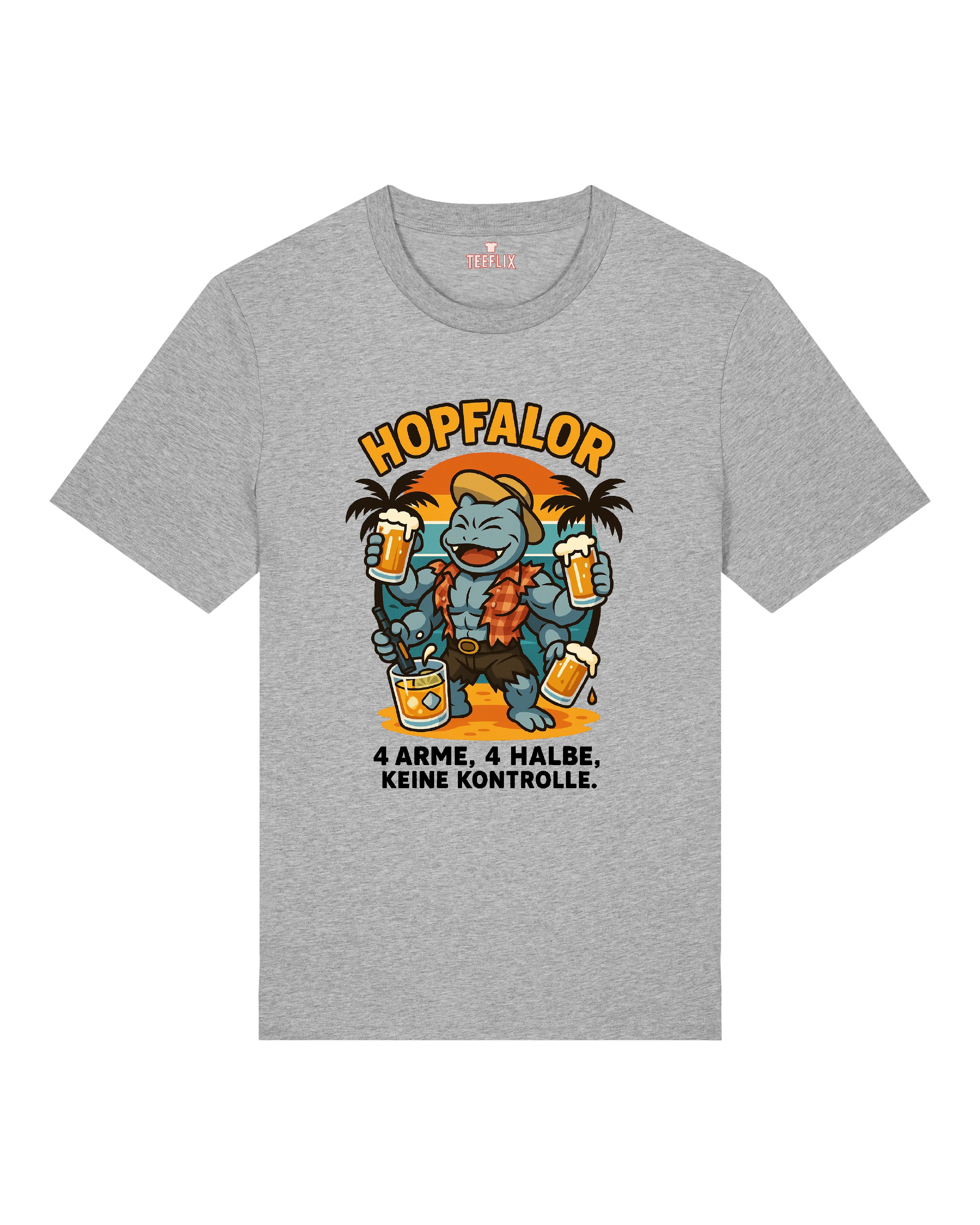 Graues T-Shirt mit Hopfalor-Motiv – witziges Bier-Shirt für Partys und Festivals