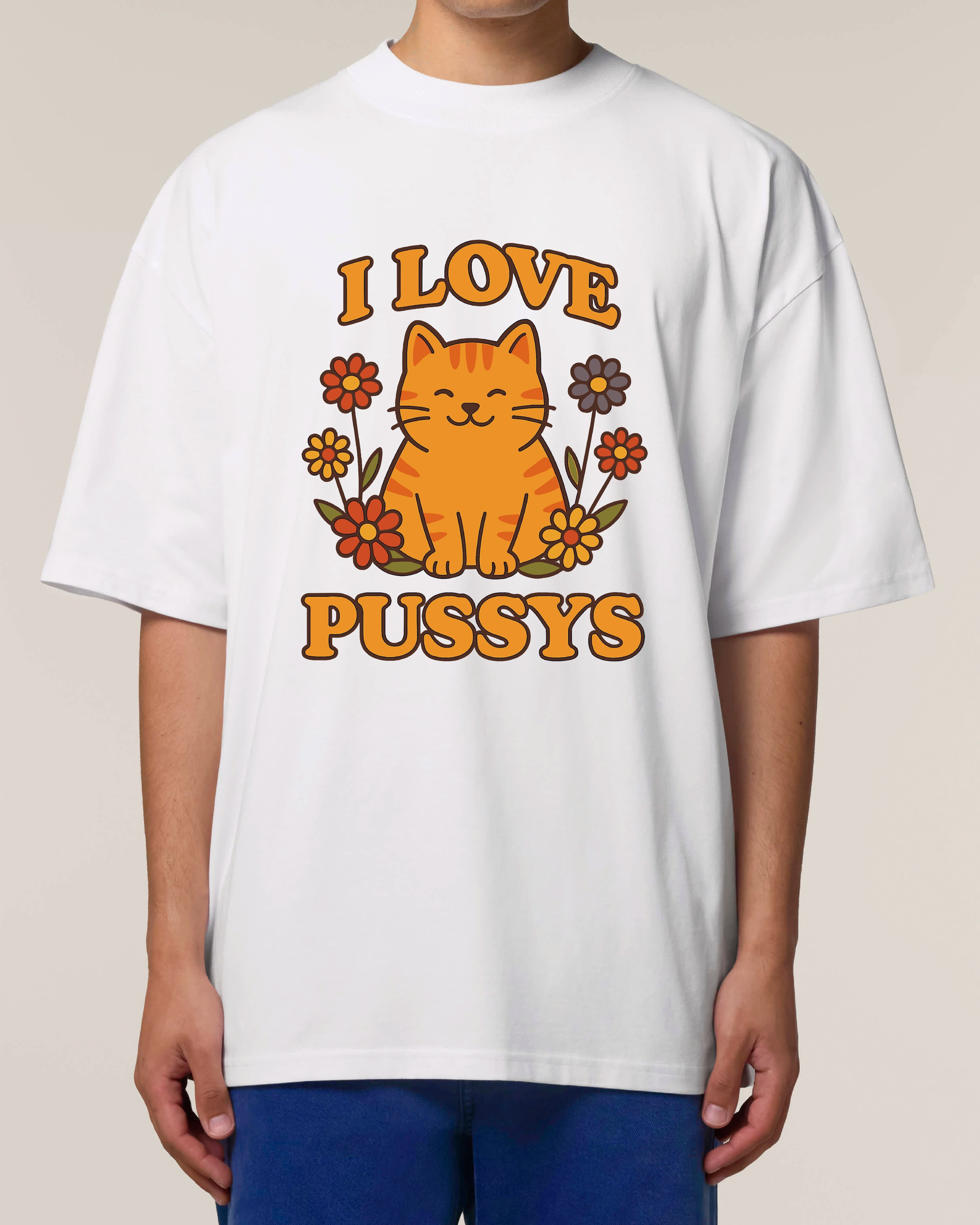 lustiges Shirt, Katze T-Shirt, Retro Shirt, I Love Pussys, funny Cat Shirt, Geschenk Katzenfan, unisex Shirt, Oversized T-Shirt, frecher Spruch, 70er Design