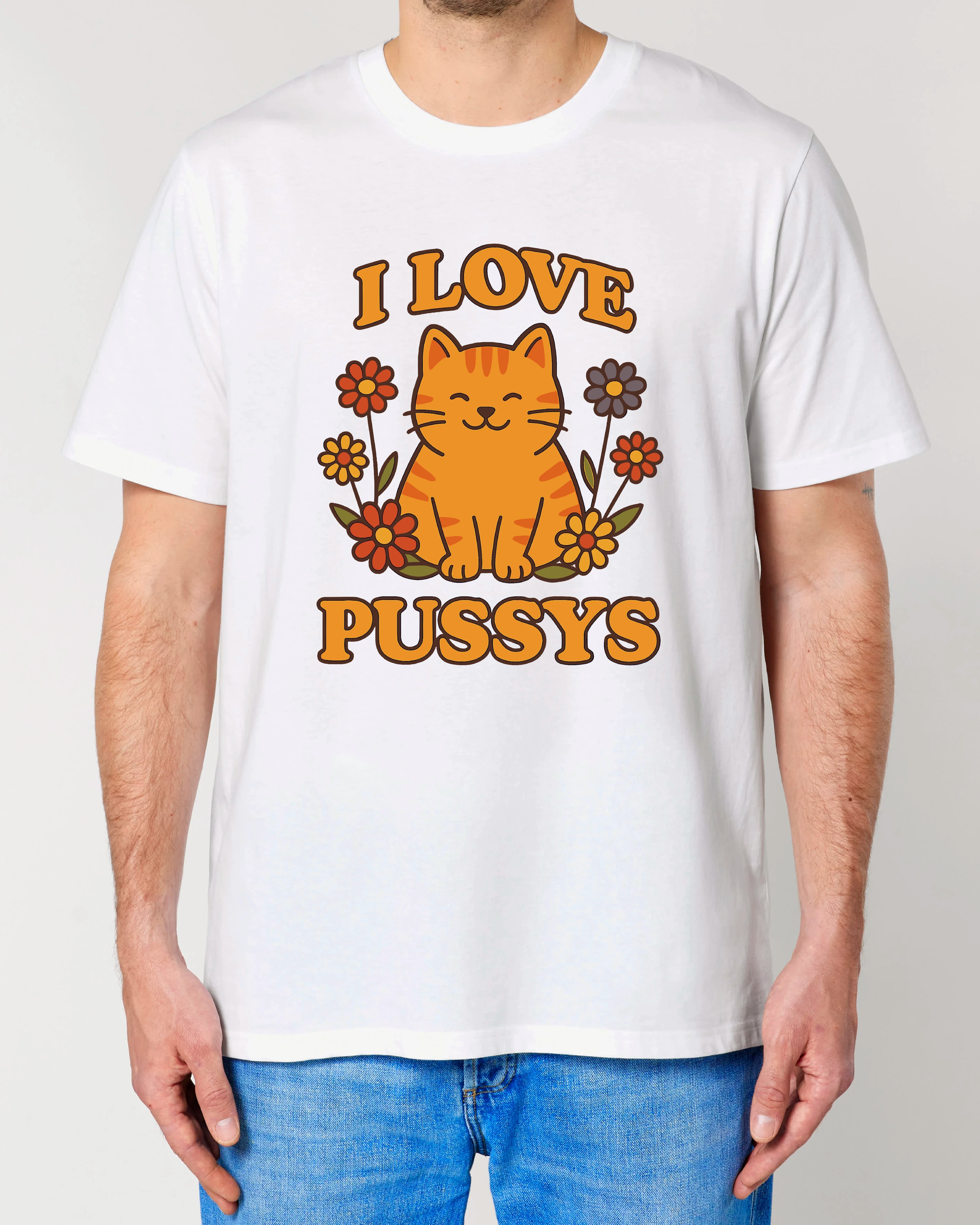 lustiges Shirt, Katze T-Shirt, Retro Shirt, I Love Pussys, funny Cat Shirt, Geschenk Katzenfan, unisex Shirt, Oversized T-Shirt, frecher Spruch, 70er Design