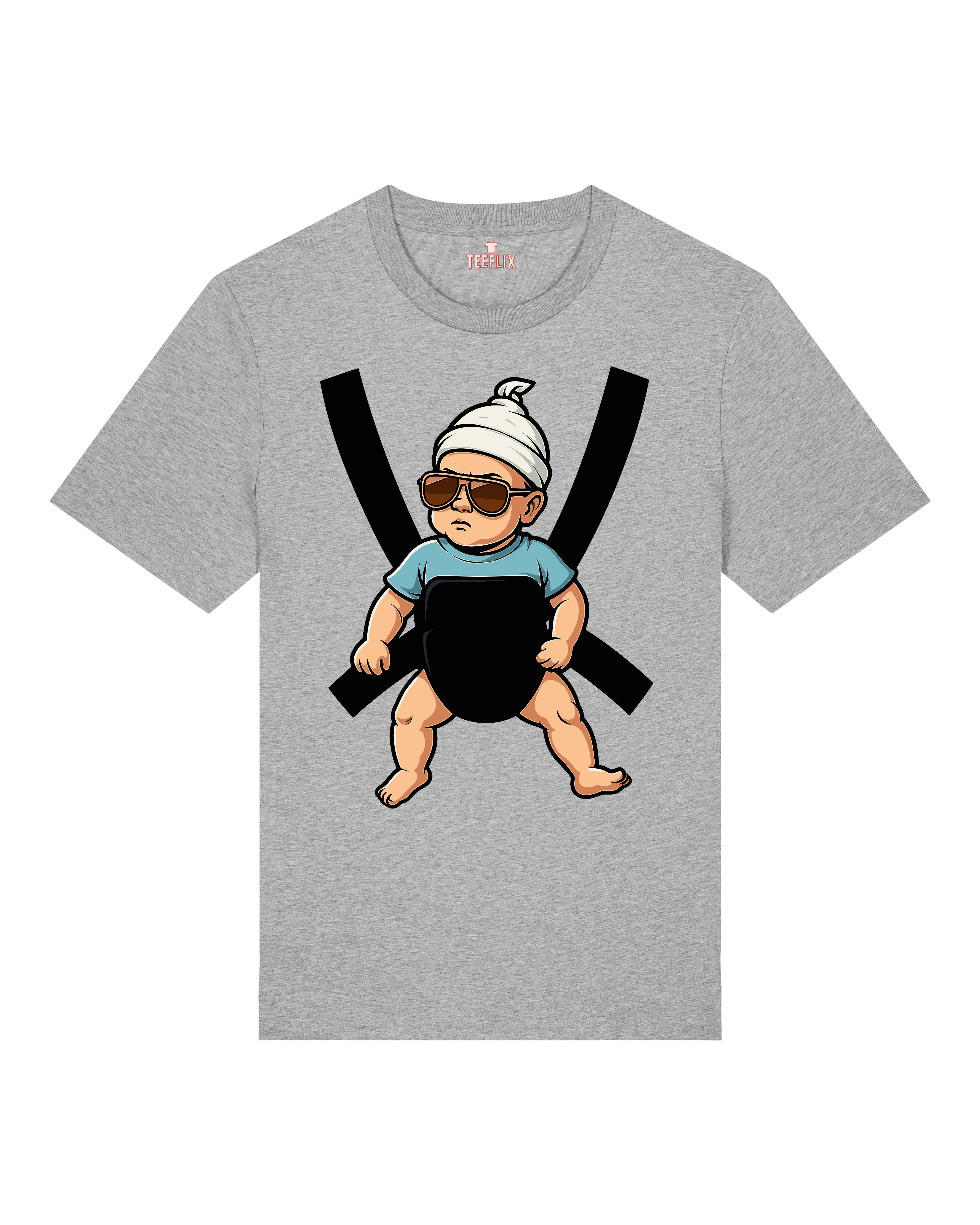 Teeflix JGA Shirt Herren in Grau mit Hangover Baby Motiv, Unisex Normal, 100% Bio-Baumwolle
