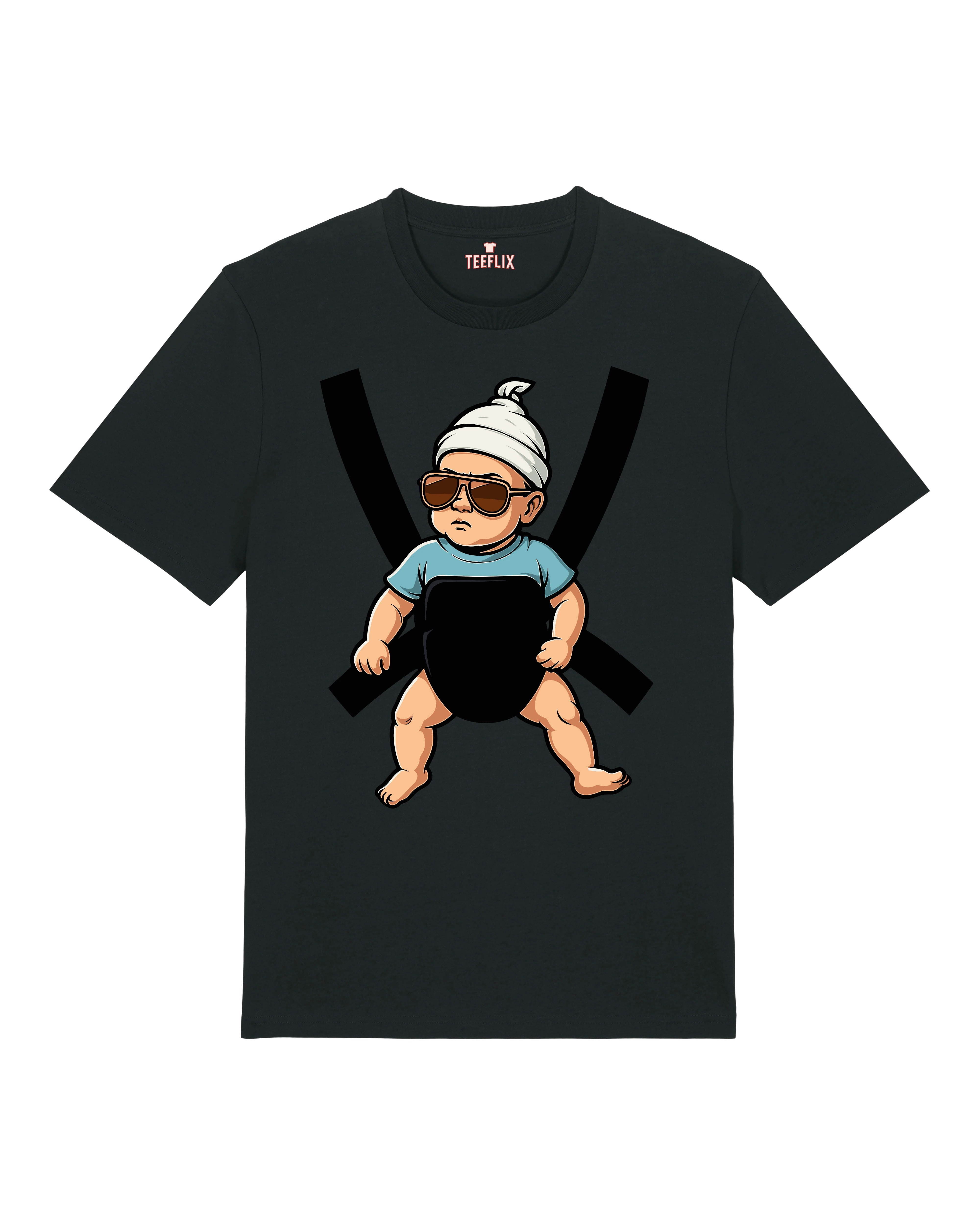 Teeflix JGA Shirt Herren in Schwarz mit Hangover Baby Motiv, Unisex Normal, 100% Bio-Baumwolle