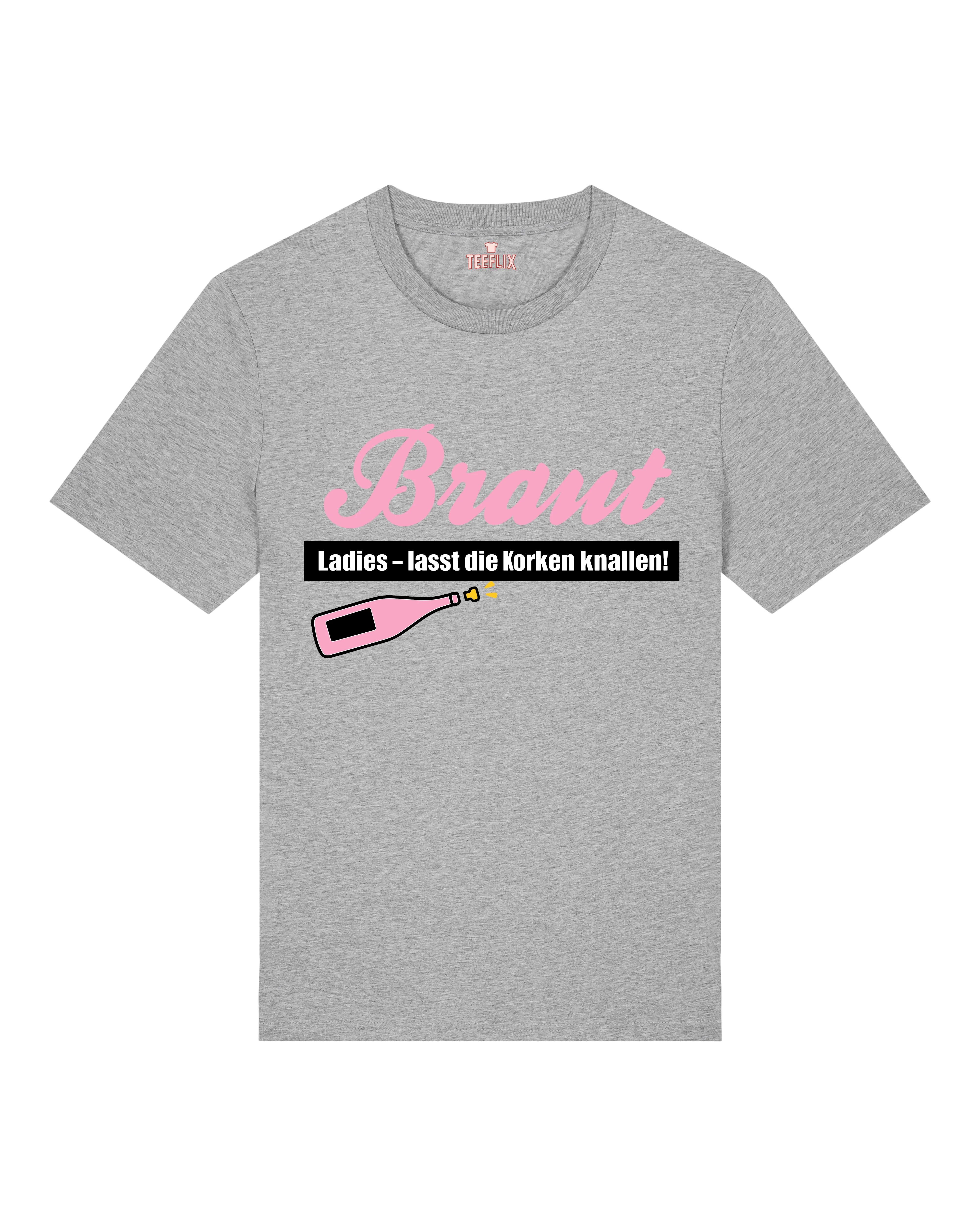 JGA T-Shirt Braut in Grau, normaler Schnitt, Bio-Baumwolle, Teeflix
