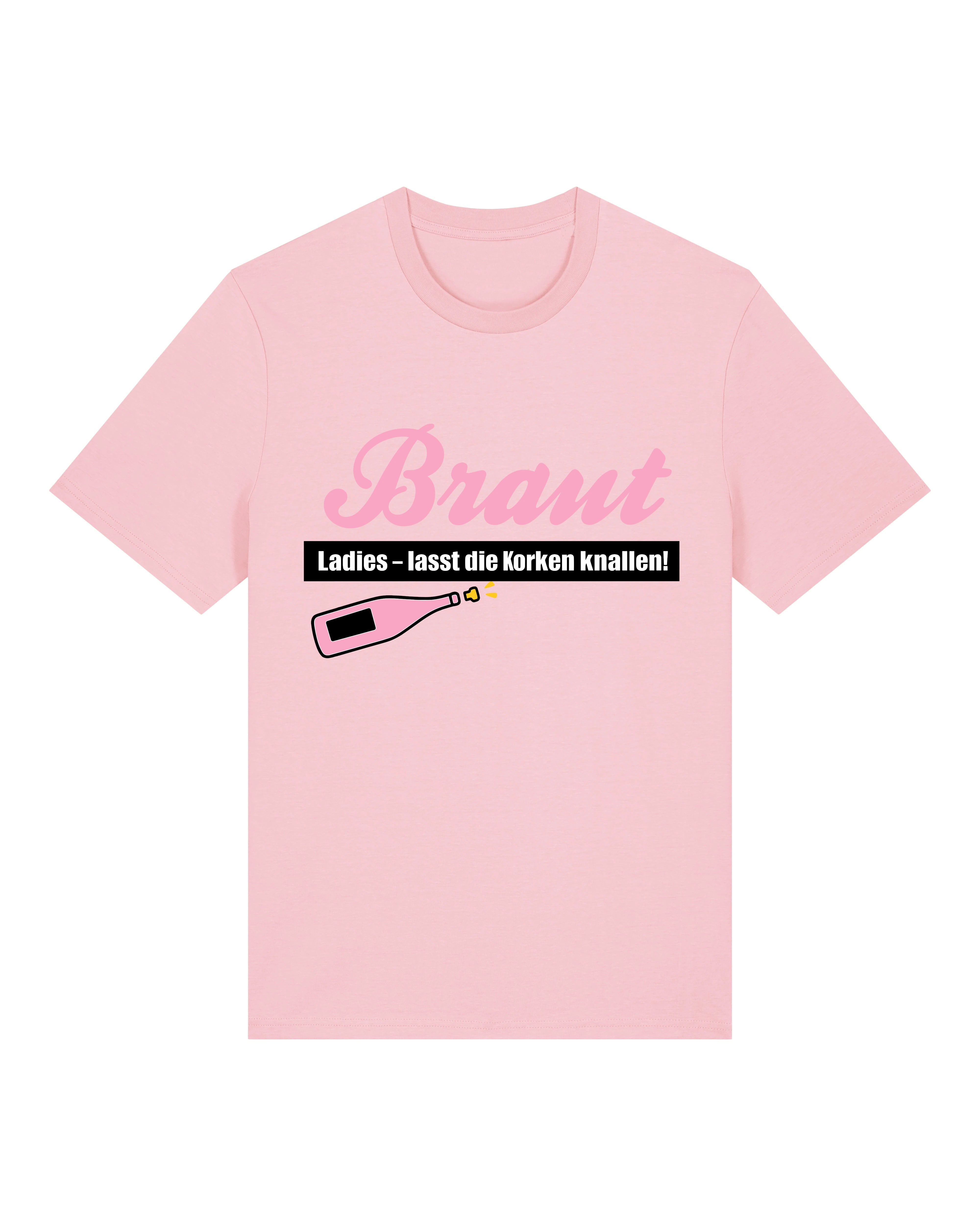 JGA T-Shirt Braut in Rosa, normaler Schnitt, Bio-Baumwolle, Teeflix