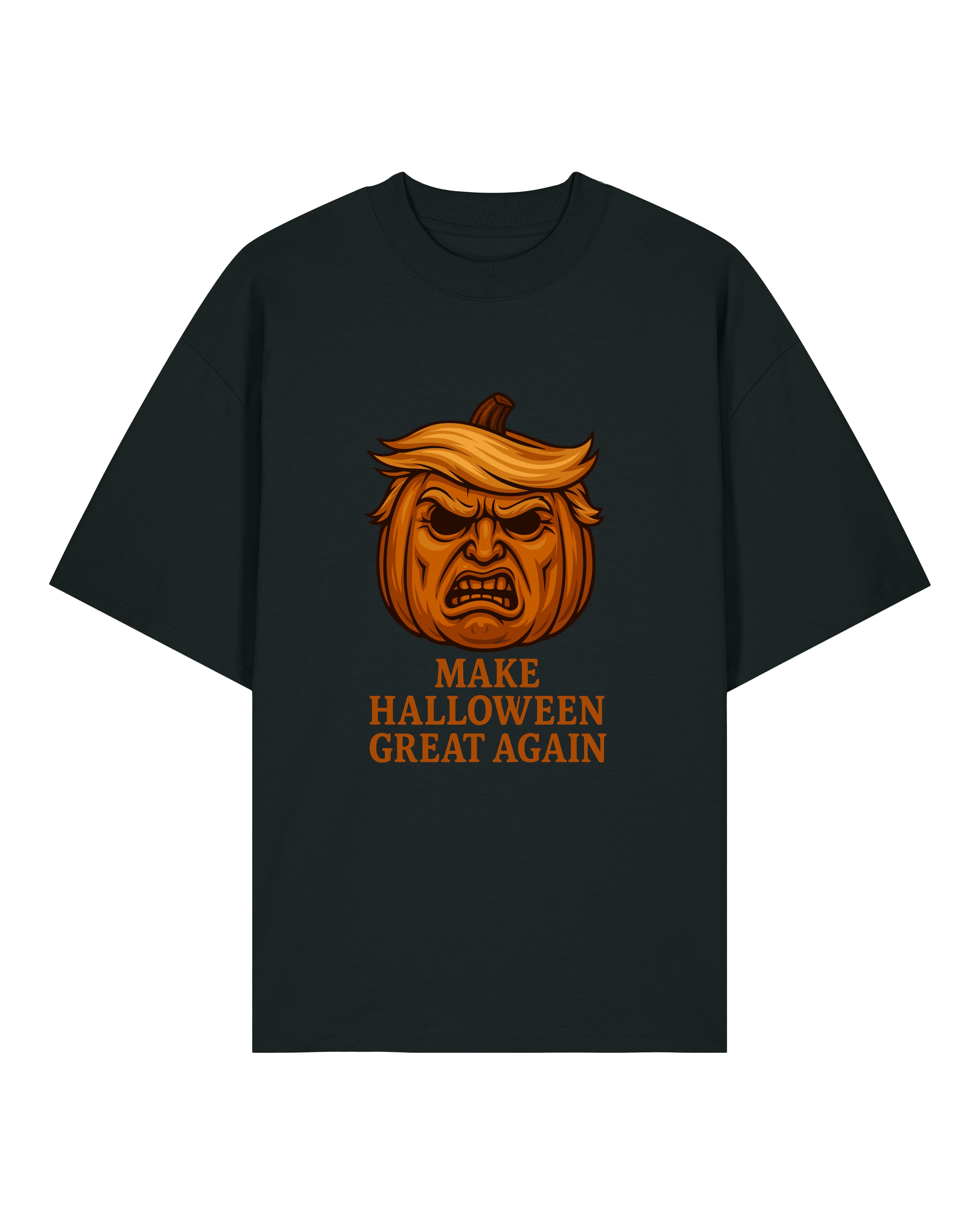 Make Halloween Great Again Halloween Shirt in Schwarz – Oversized, Lustiges Horror Spruchshirt mit Kürbis, 100% Bio-Baumwolle, Teeflix