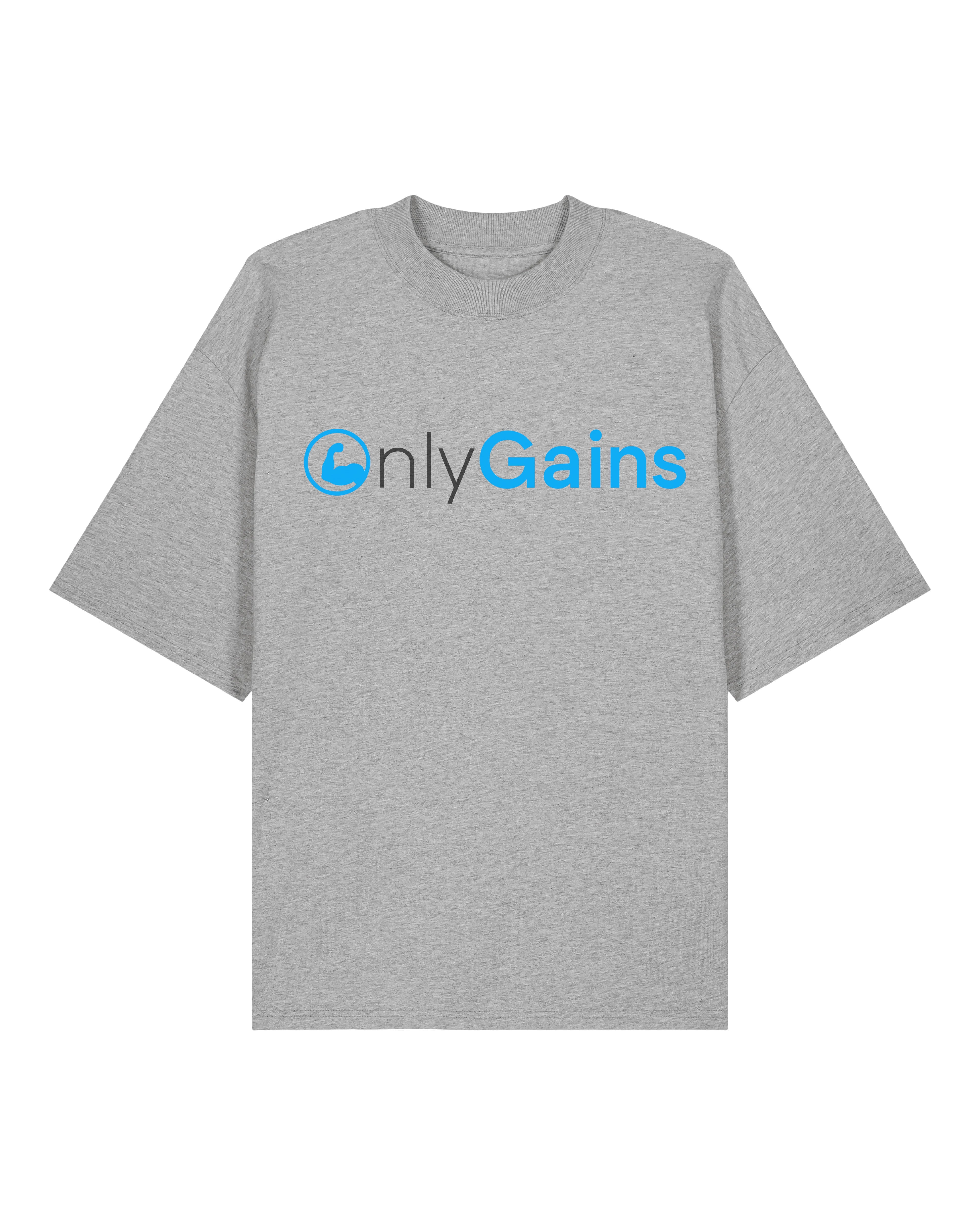 Oversize T-Shirt OnlyGains grau, Fitness Oversize Shirt, Gym Mode, Bodybuilding Style