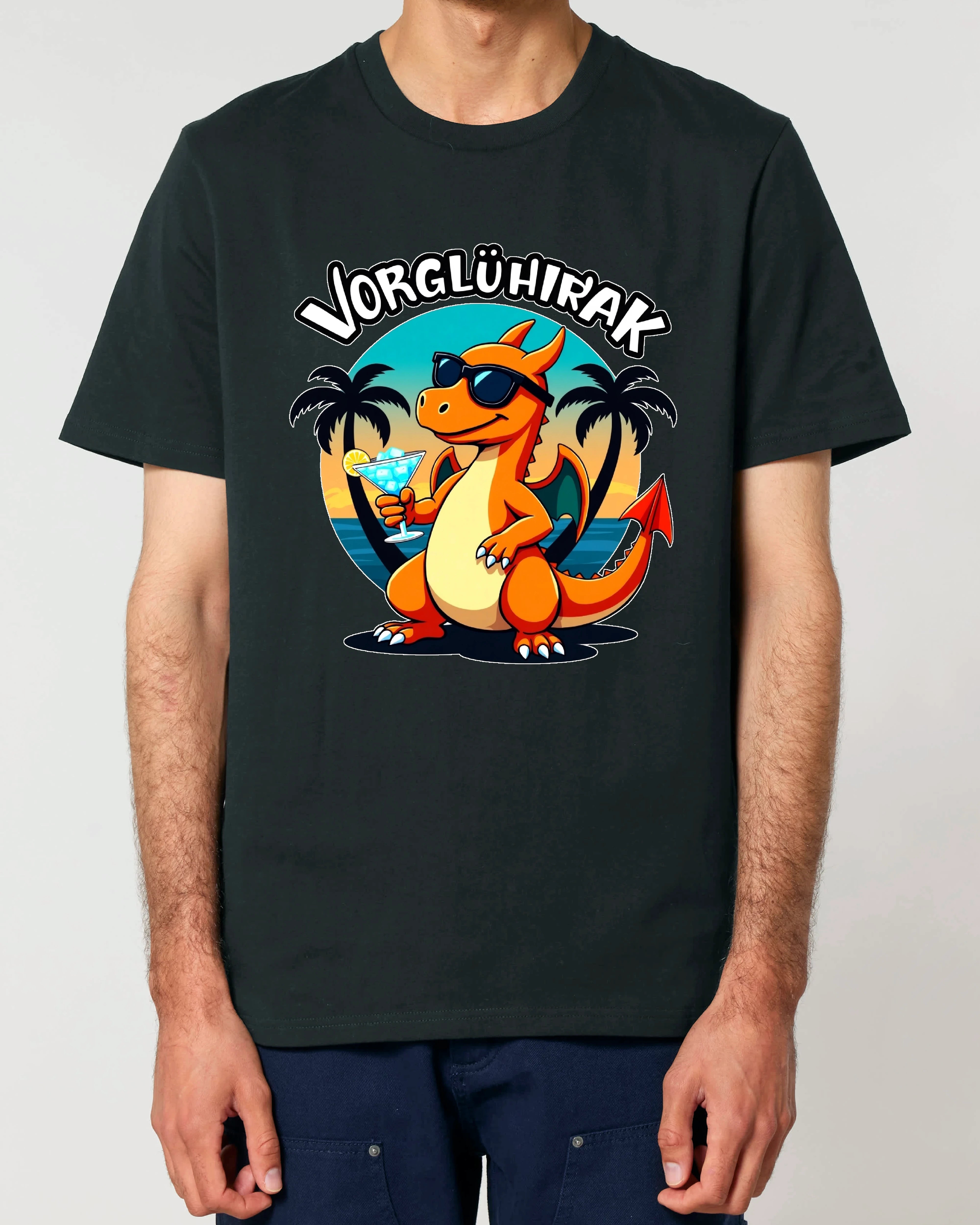 Vorglühirak Shirt in Schwarz – Funshirt mit Drachen & Cocktail – Teeflix