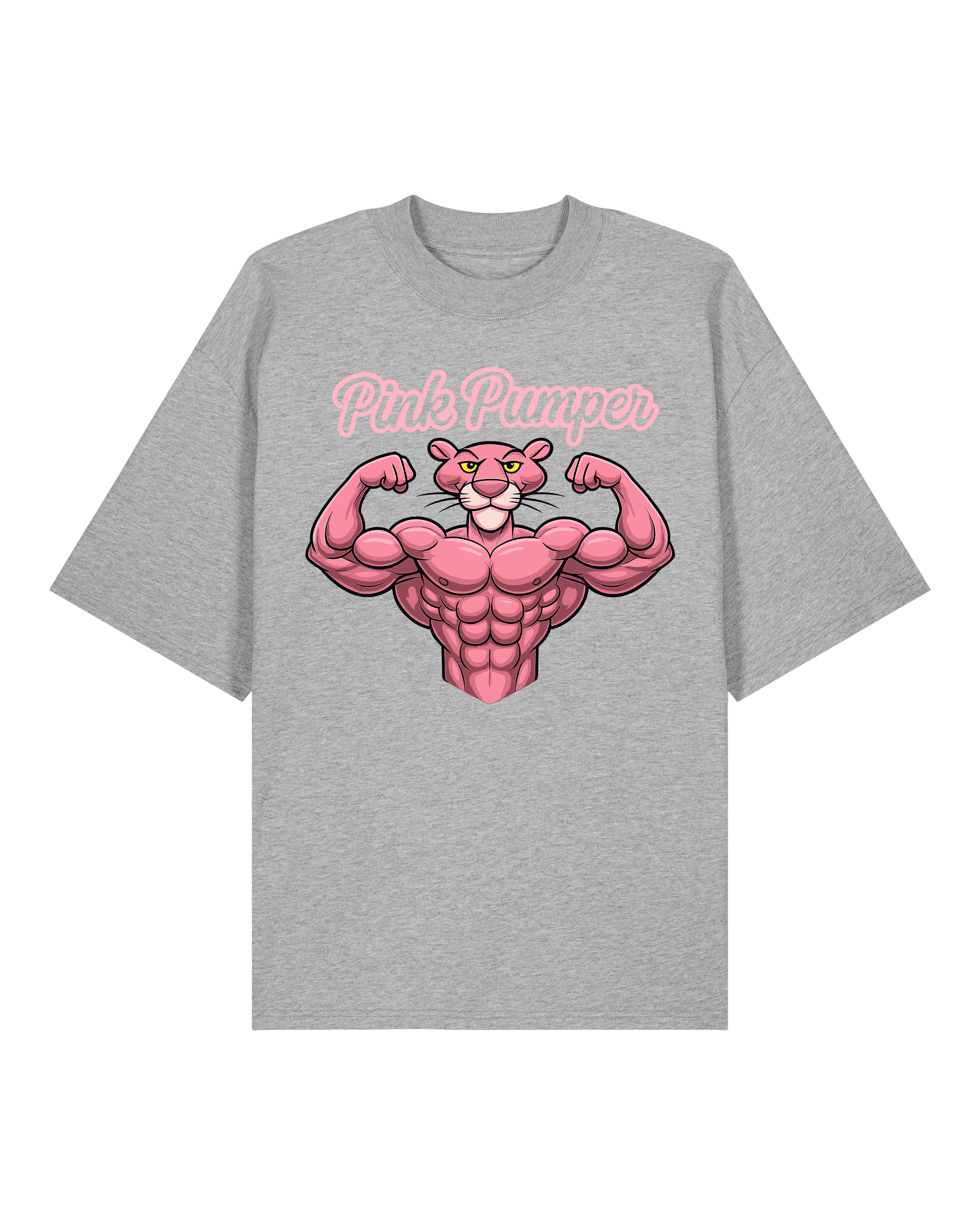 Pink Pumper Gym Shirt Grau OVERSIZED Lustiges Fitness Pump Cover Shirt Teeflix