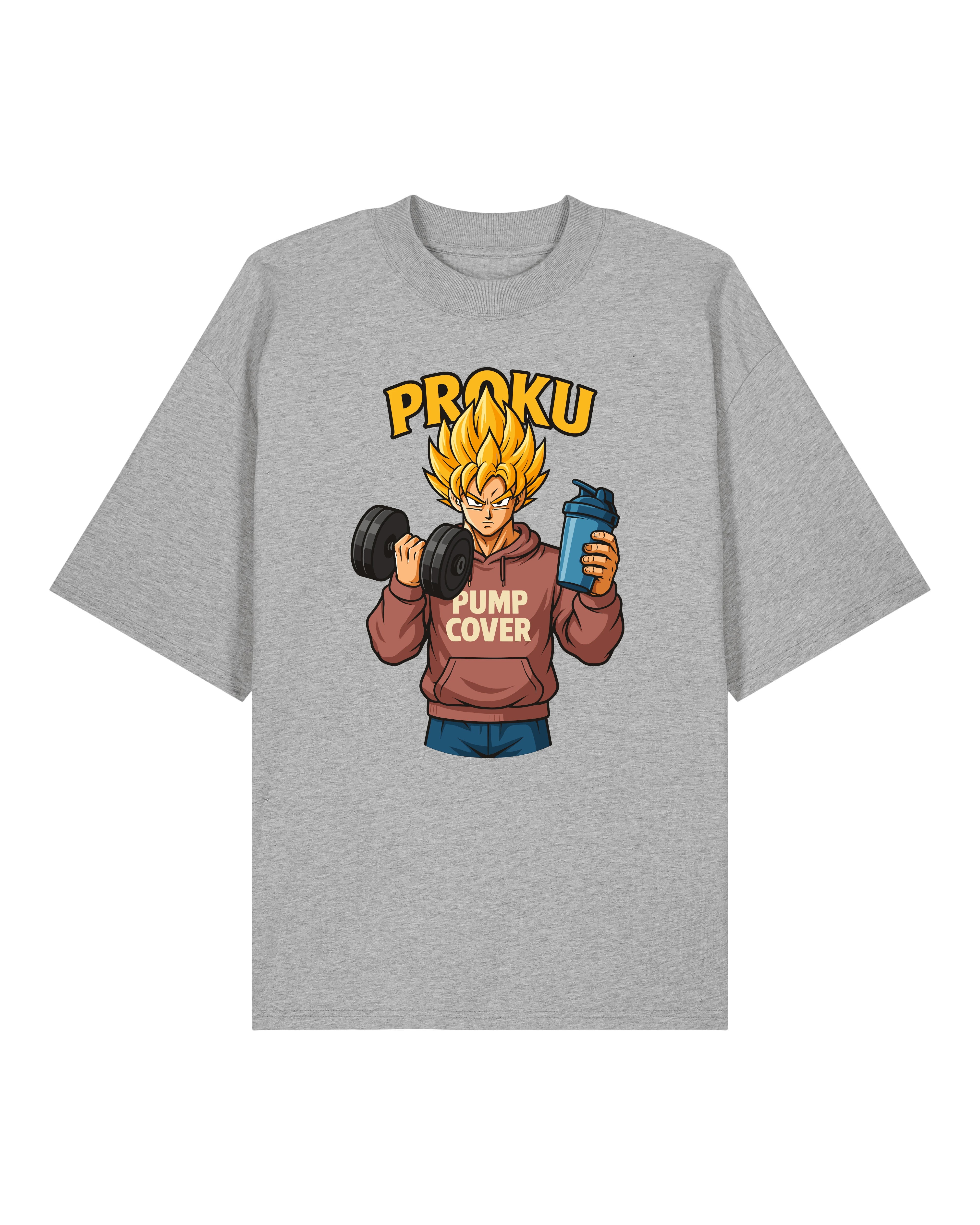 Proku Pump Cover Shirt Grau – Oversized Gym Pump Cover Shirt aus Bio-Baumwolle von Teeflix