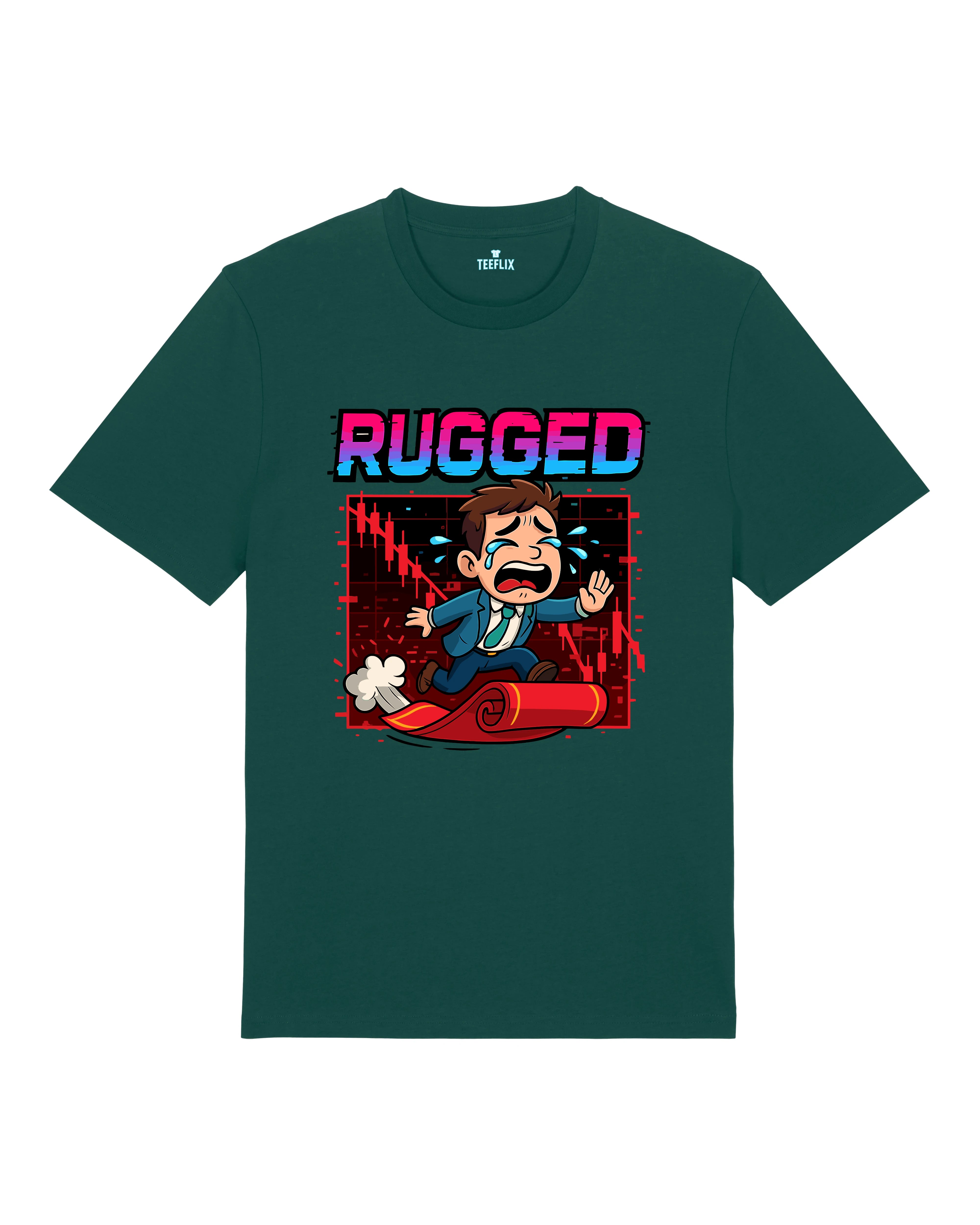 Rugged Crypto Meme Shirt Dunkelgrün – Teeflix Rug Pull Krypto Shirt