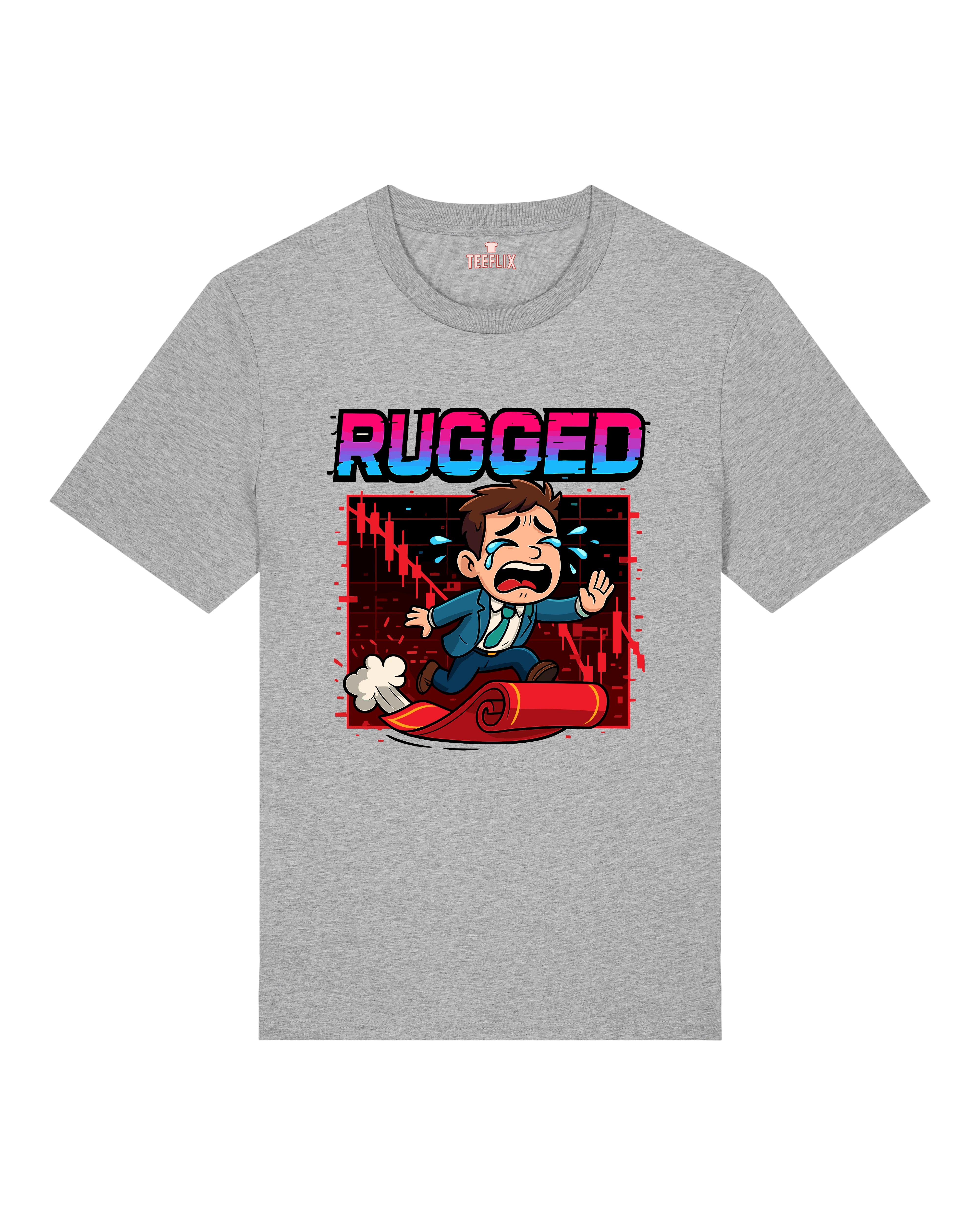 Rugged Crypto Meme Shirt Grau – Lustiges Bitcoin & NFT Meme Shirt von Teeflix
