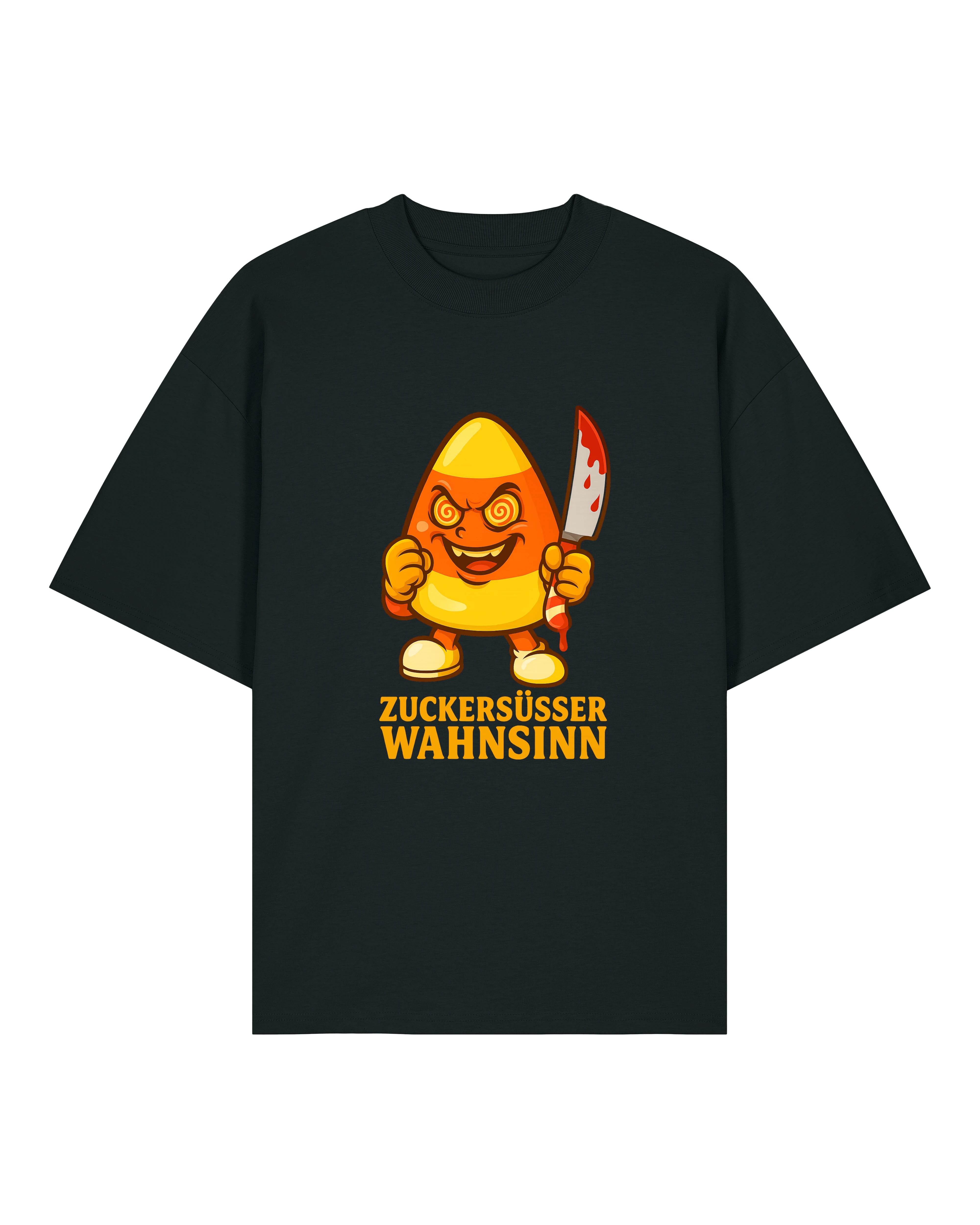 Oversized schwarzes T-Shirt mit Killer-Candy Comic Design – Halloween Shirt von Teeflix