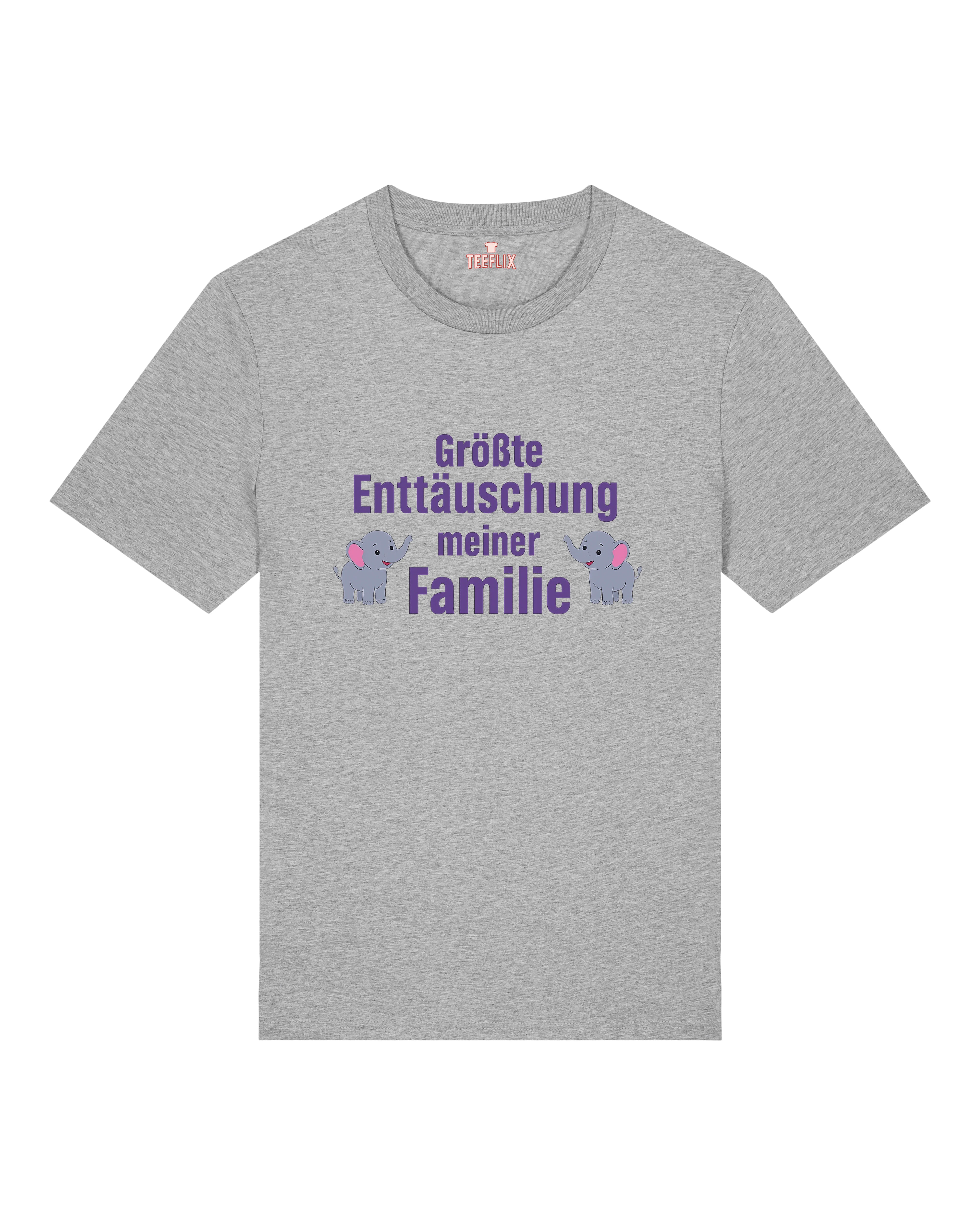 Graues Shirt mit süßem Elefanten-Print & schwarzem Humor-Slogan