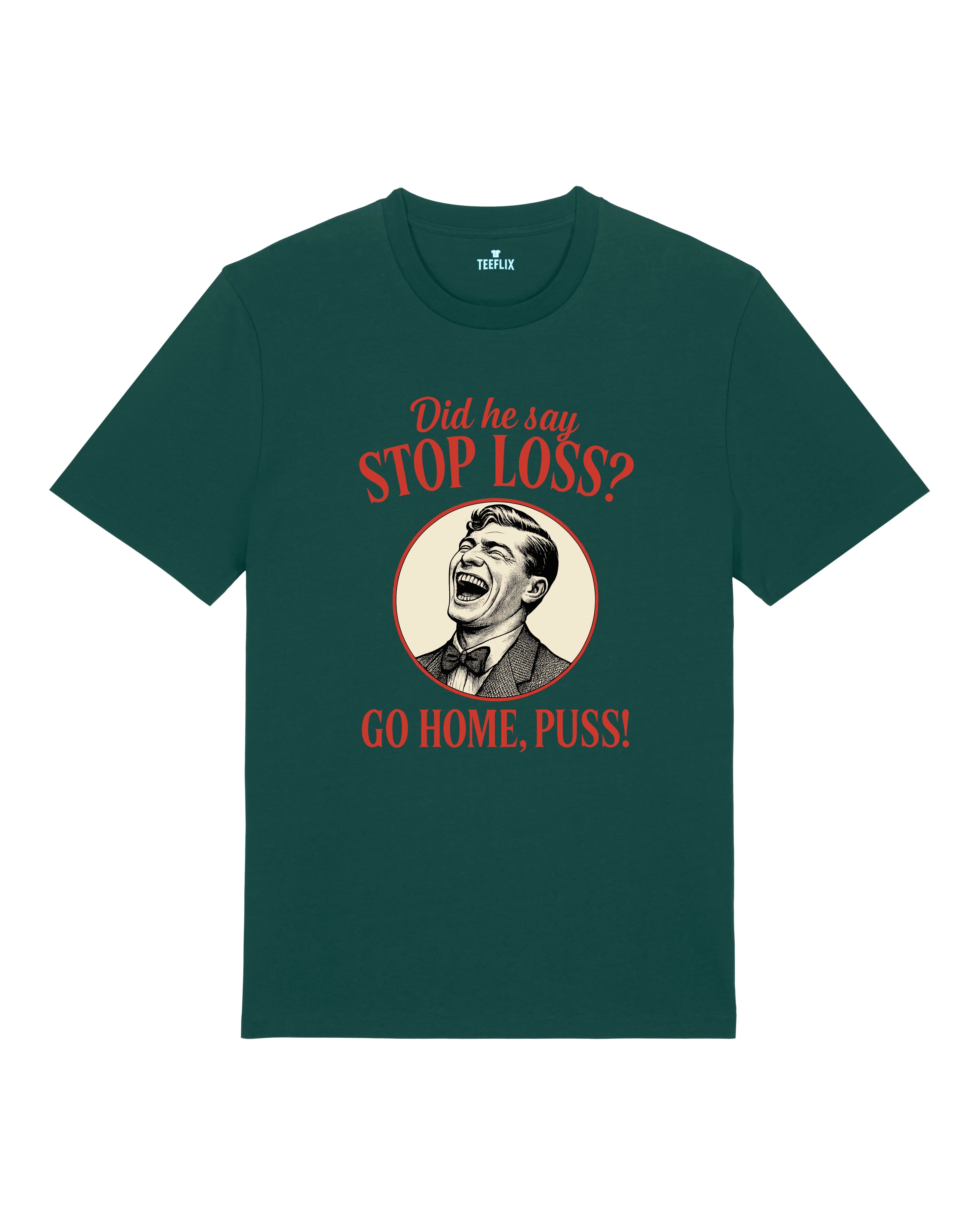 Stop Loss Meme Trading Shirt Dunkelgrün – Retro Bitcoin Krypto T-Shirt