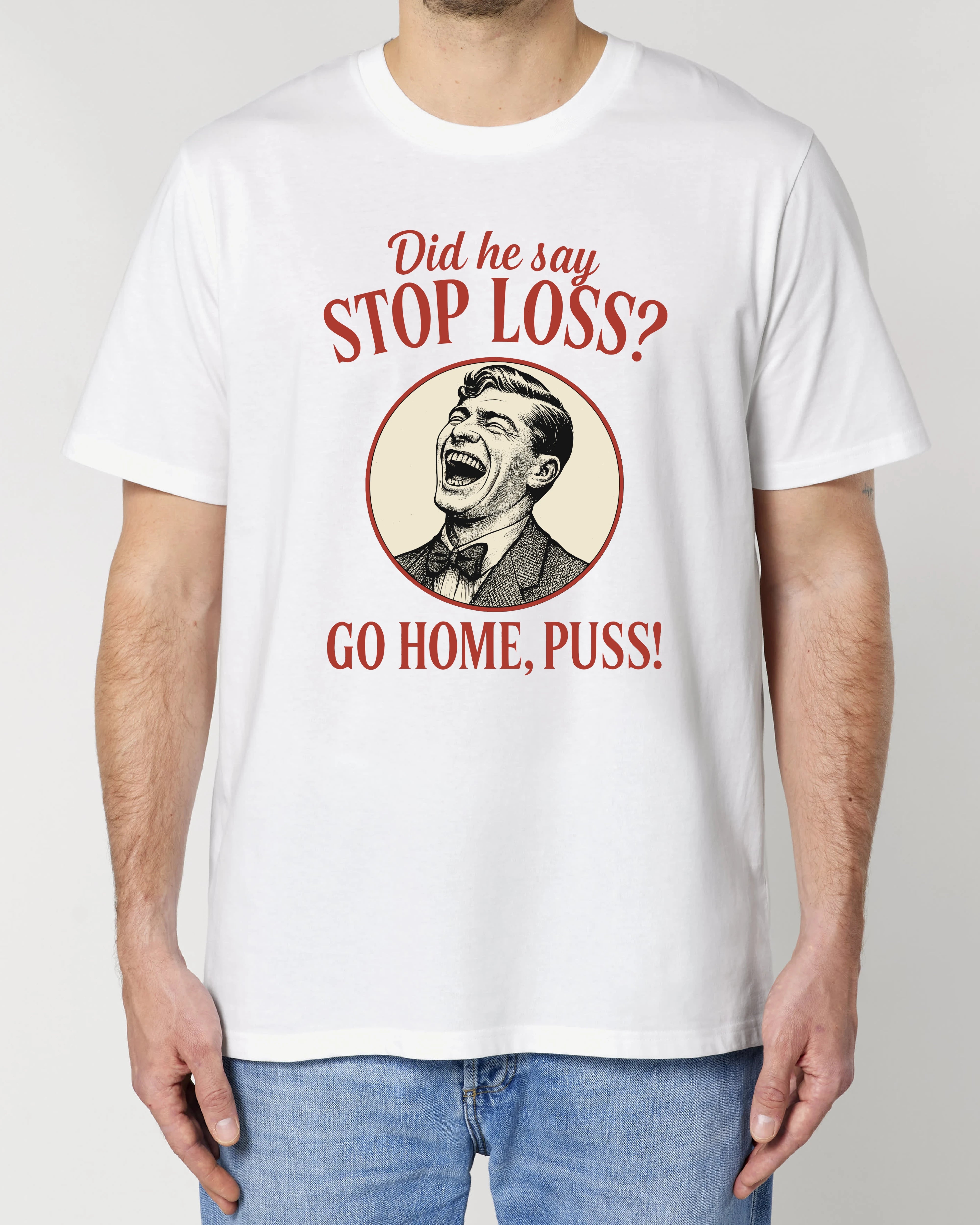 Stop Loss Meme Trading Shirt Weiß – Lustiges Bitcoin Krypto Shirt von Teeflix