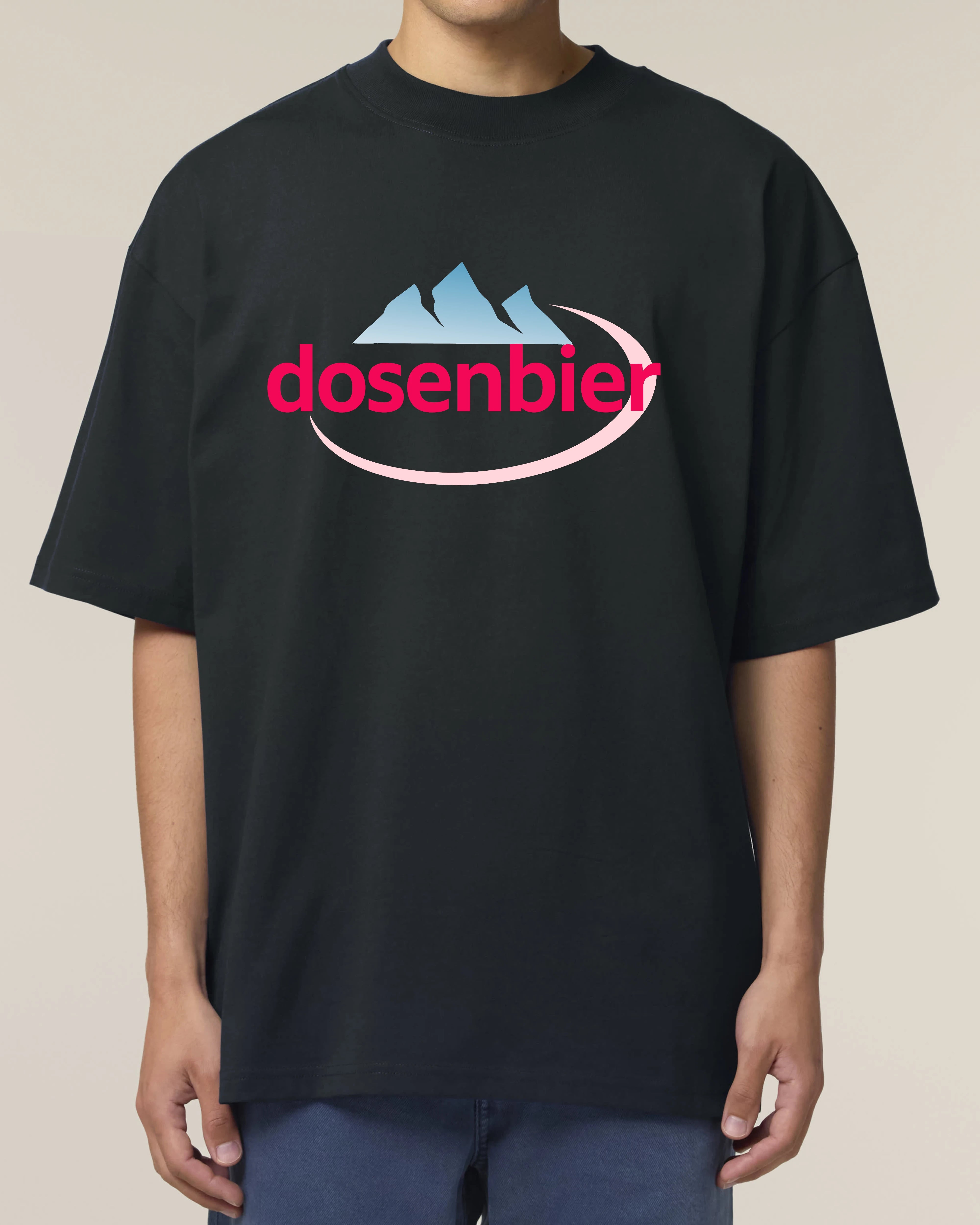 Oversized schwarzes Shirt mit Dosenbier-Aufdruck, Bio-Material, Teeflix Style