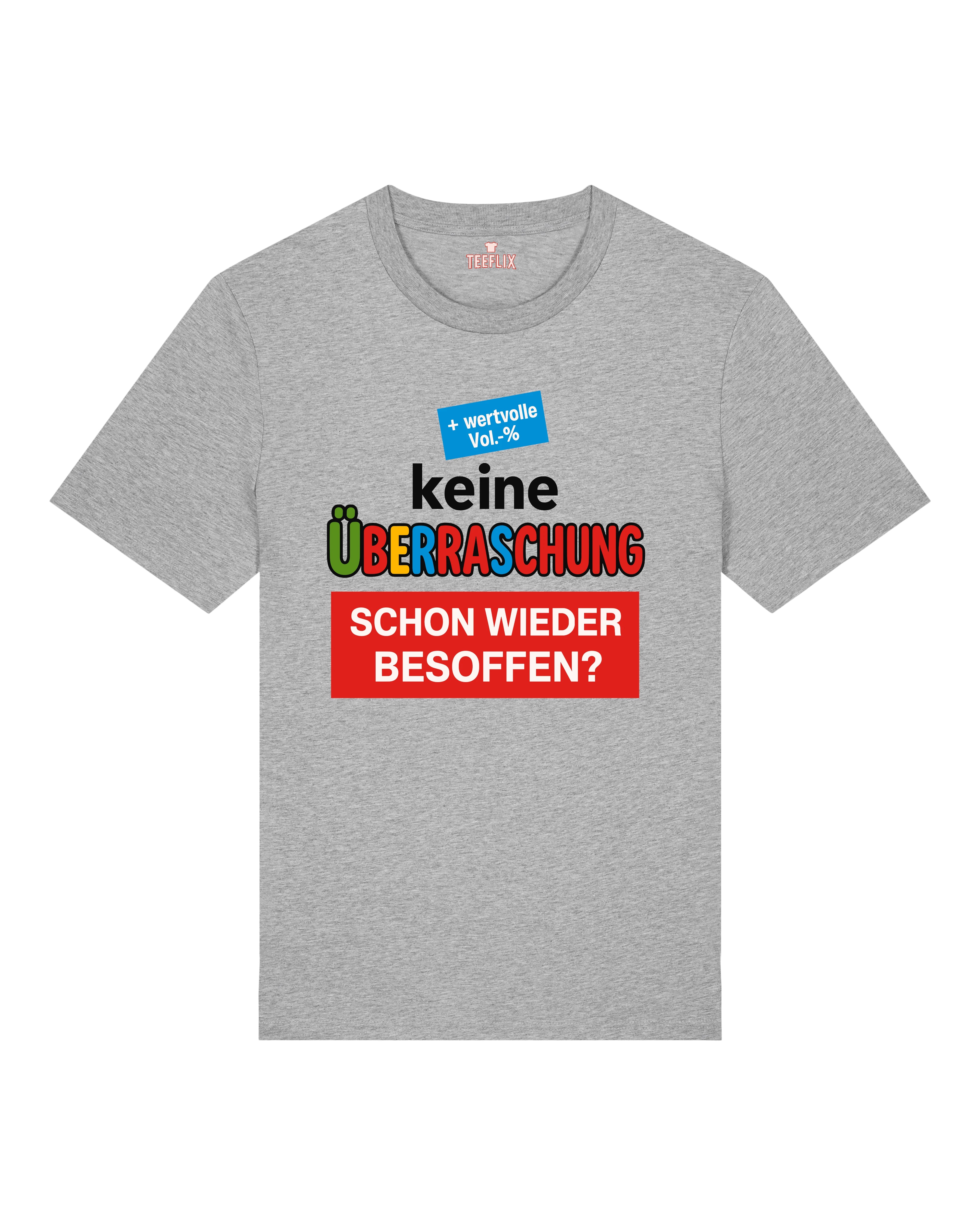 Graues witziges Shirt mit Aufdruck, Unisex Schnitt, Teeflix