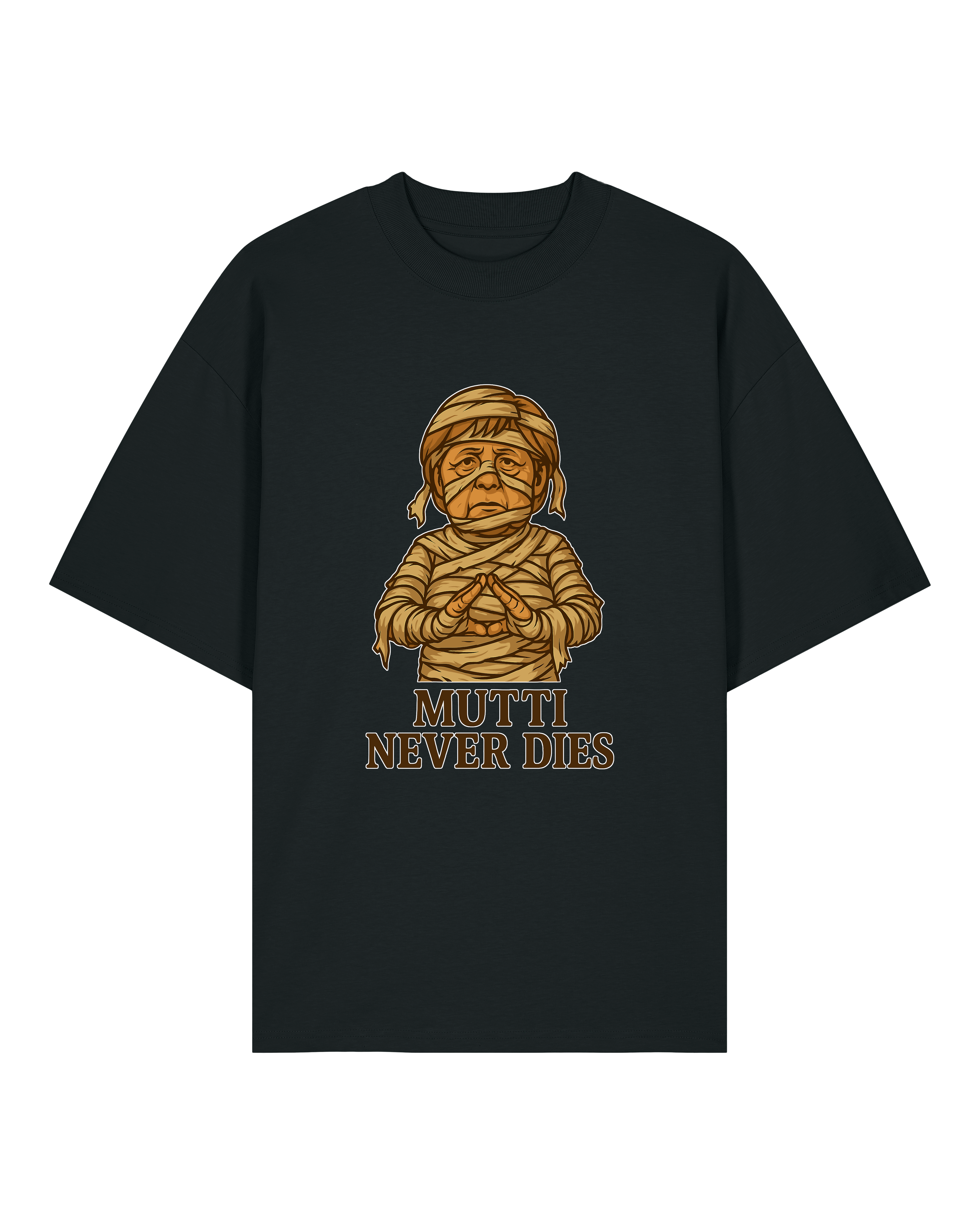 Schwarzes Halloween T-Shirt mit Mumienmotiv – Oversized Fit – Teeflix