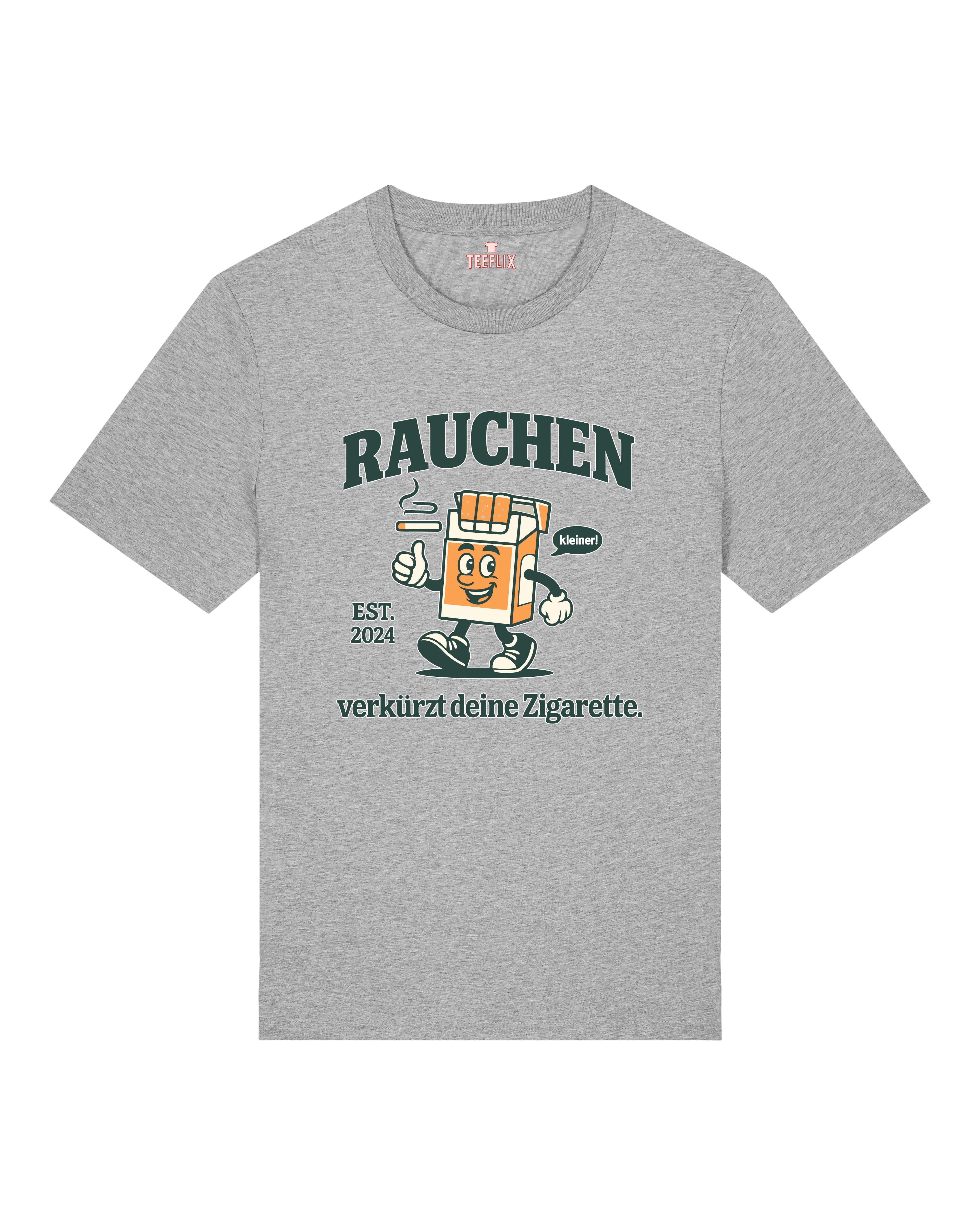 Graues Funshirt mit ironischem Anti-Raucher Spruch, Unisex Schnitt, Satire T-Shirt von Teeflix