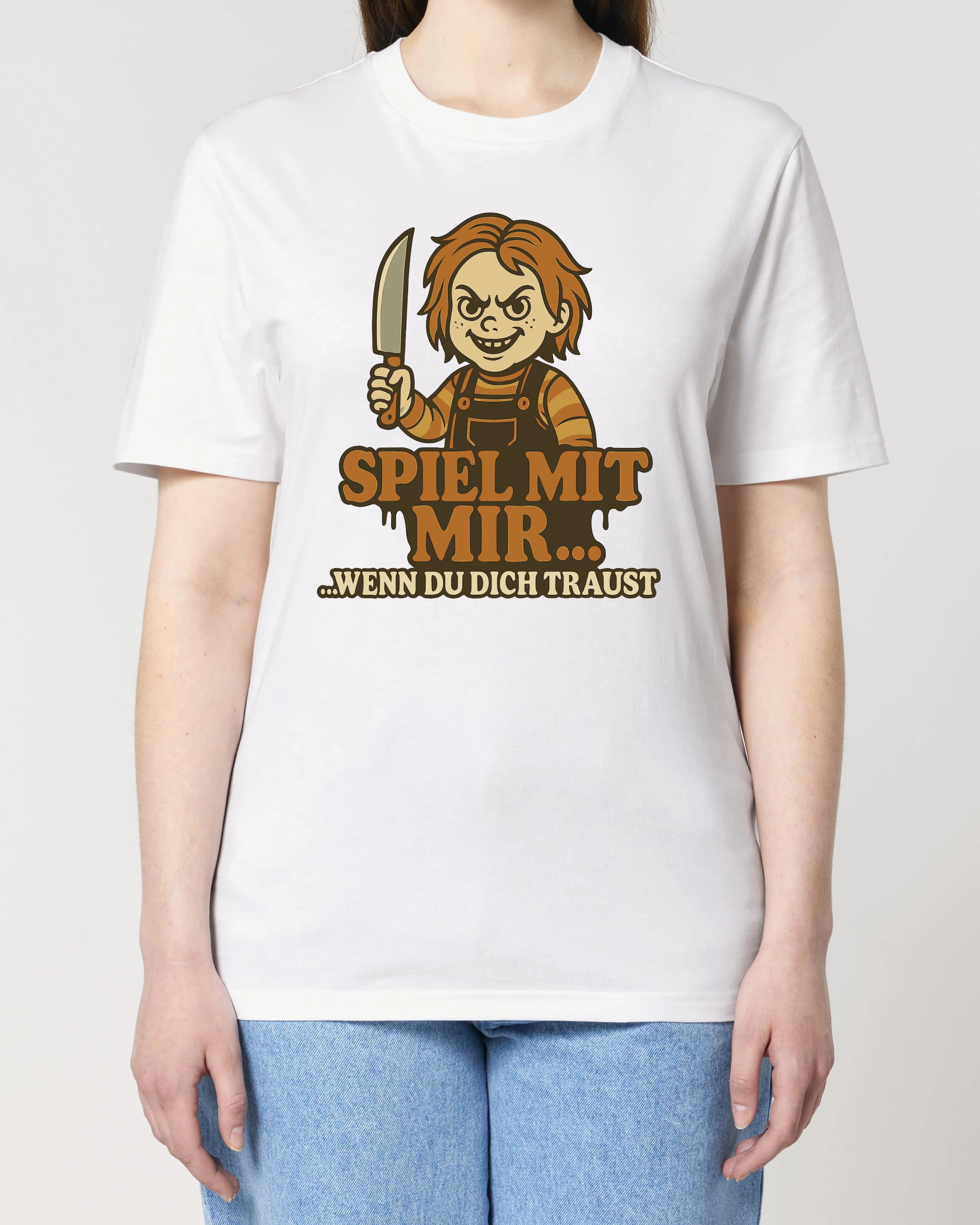 Halloween Shirt für Damen in Weiß – Lustiges Puppe Motiv – Teeflix