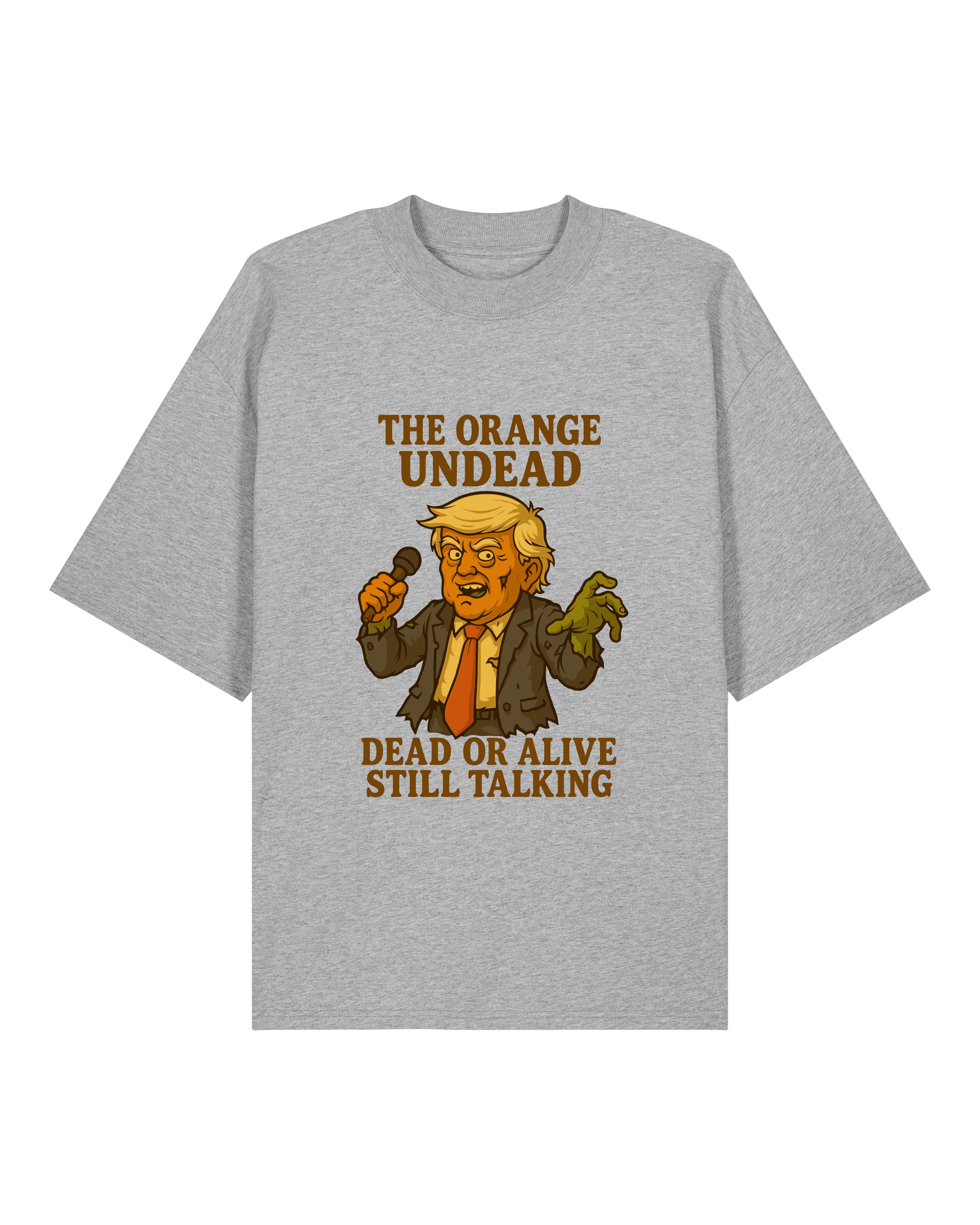 The Orange Undead Zombie Halloween Shirt in Grau – Oversized, Lustiges Horror Spruchshirt, 100% Bio-Baumwolle, Teeflix