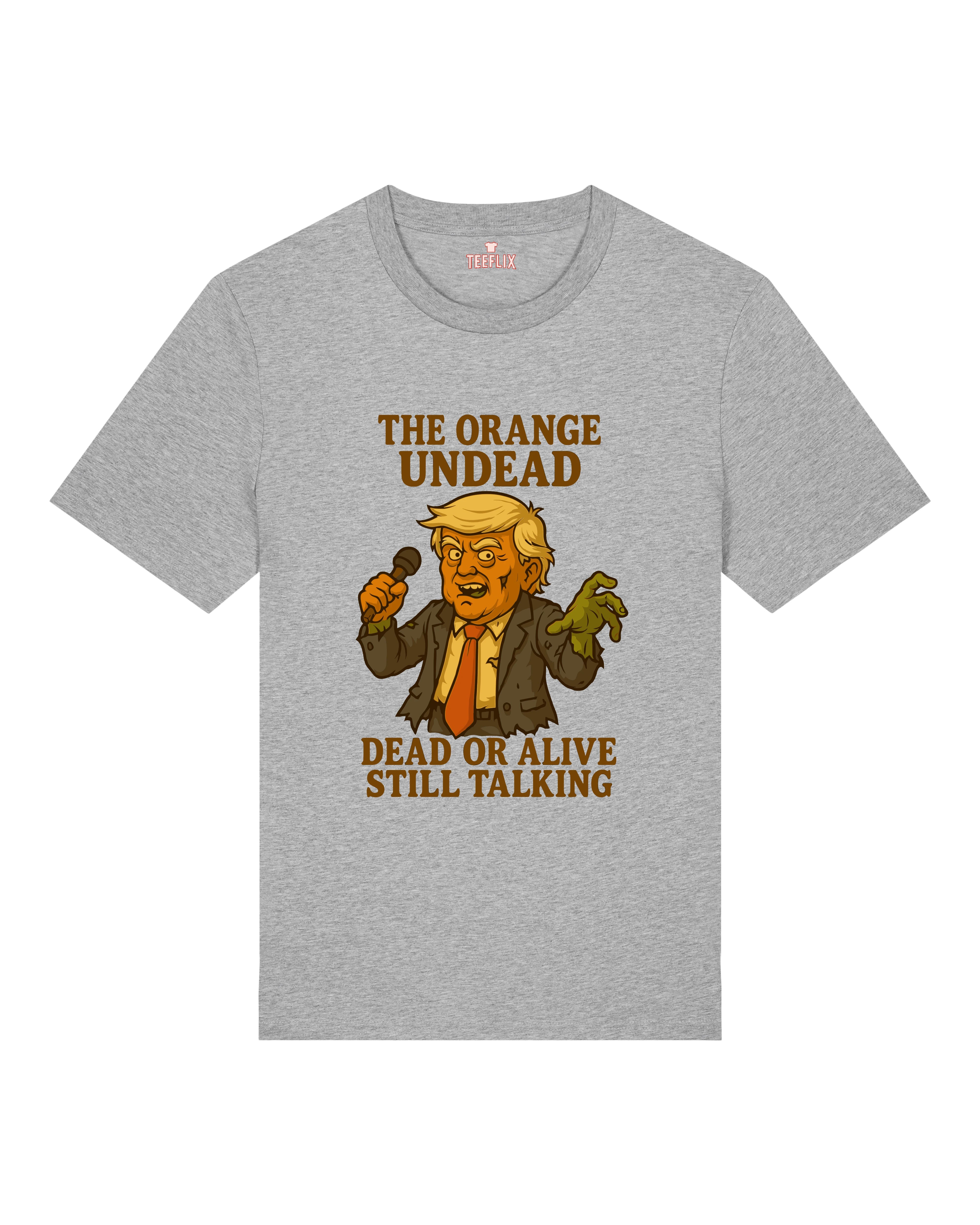 The Orange Undead Zombie Halloween Shirt in Grau – Oversized, Lustiges Horror Spruchshirt, 100% Bio-Baumwolle, Teeflix