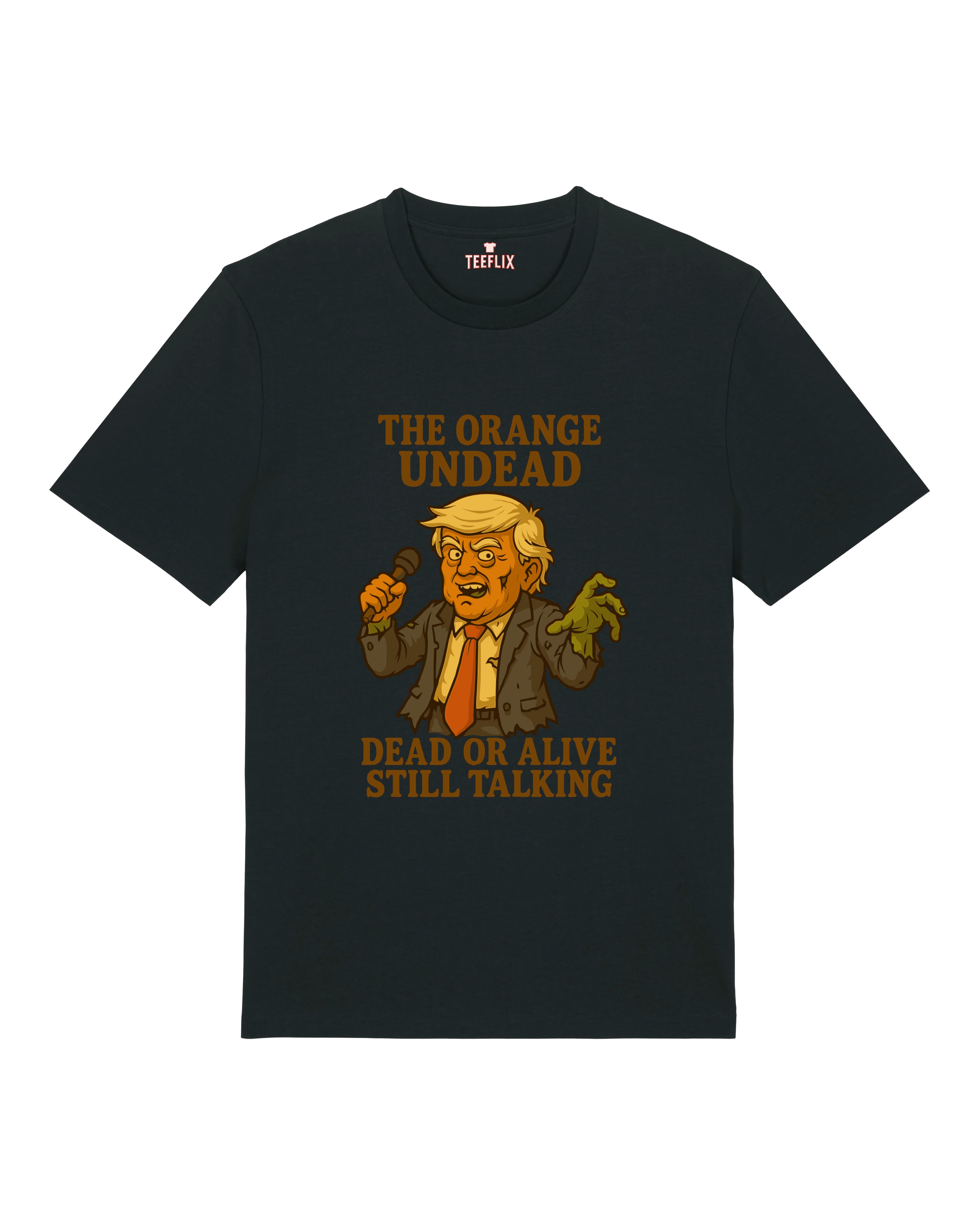 The Orange Undead Zombie Halloween Shirt in Schwarz – Lustiges Horror Spruchshirt, Unisex Normal, 100% Bio-Baumwolle, Teeflix