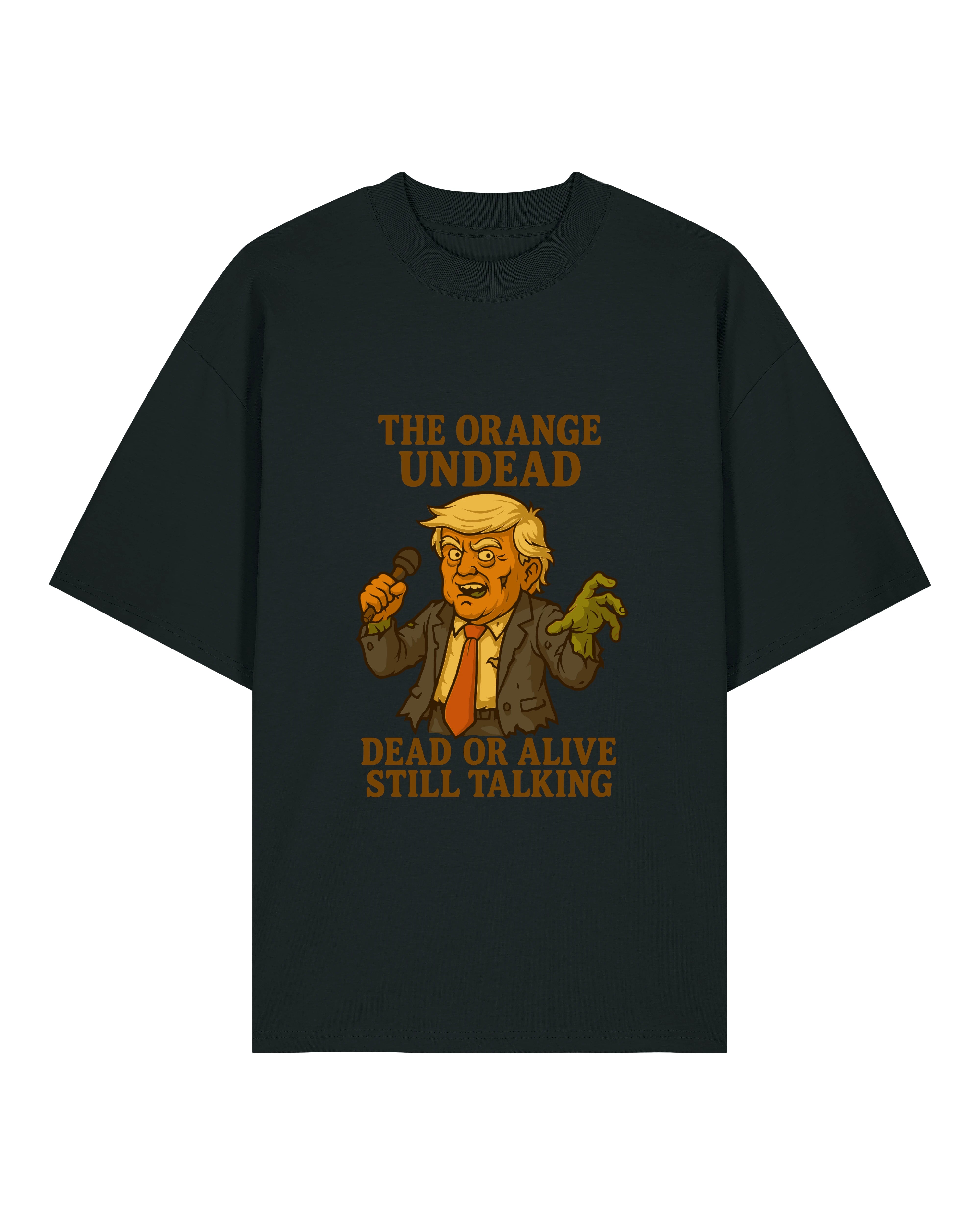 The Orange Undead Zombie Halloween Shirt in Schwarz – Oversized, Lustiges Horror Spruchshirt, 100% Bio-Baumwolle, Teeflix