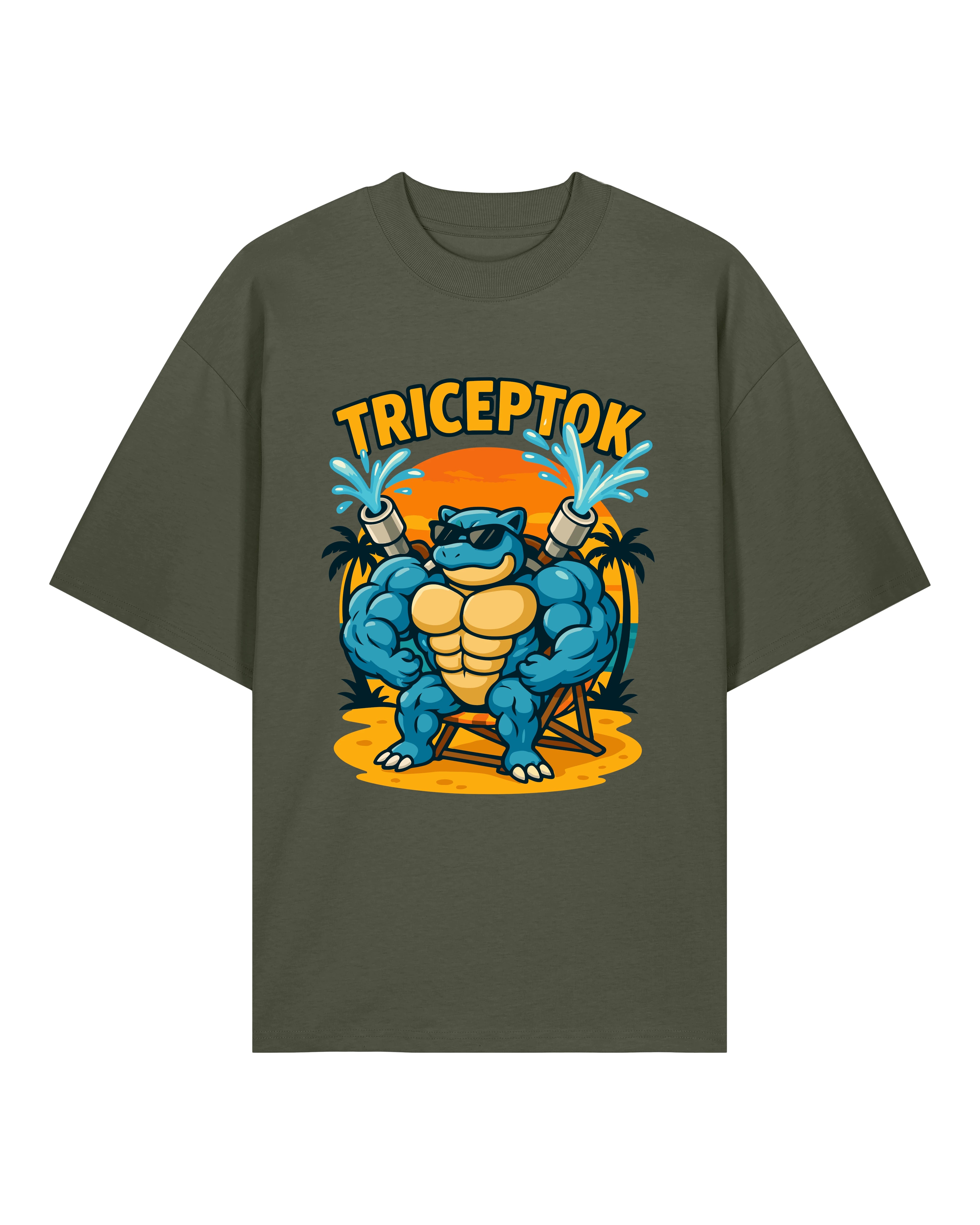 TRICEPTOK Oversized Pump Cover Gym Shirt Olivgrün – Bodybuilding Shirt von Teeflix