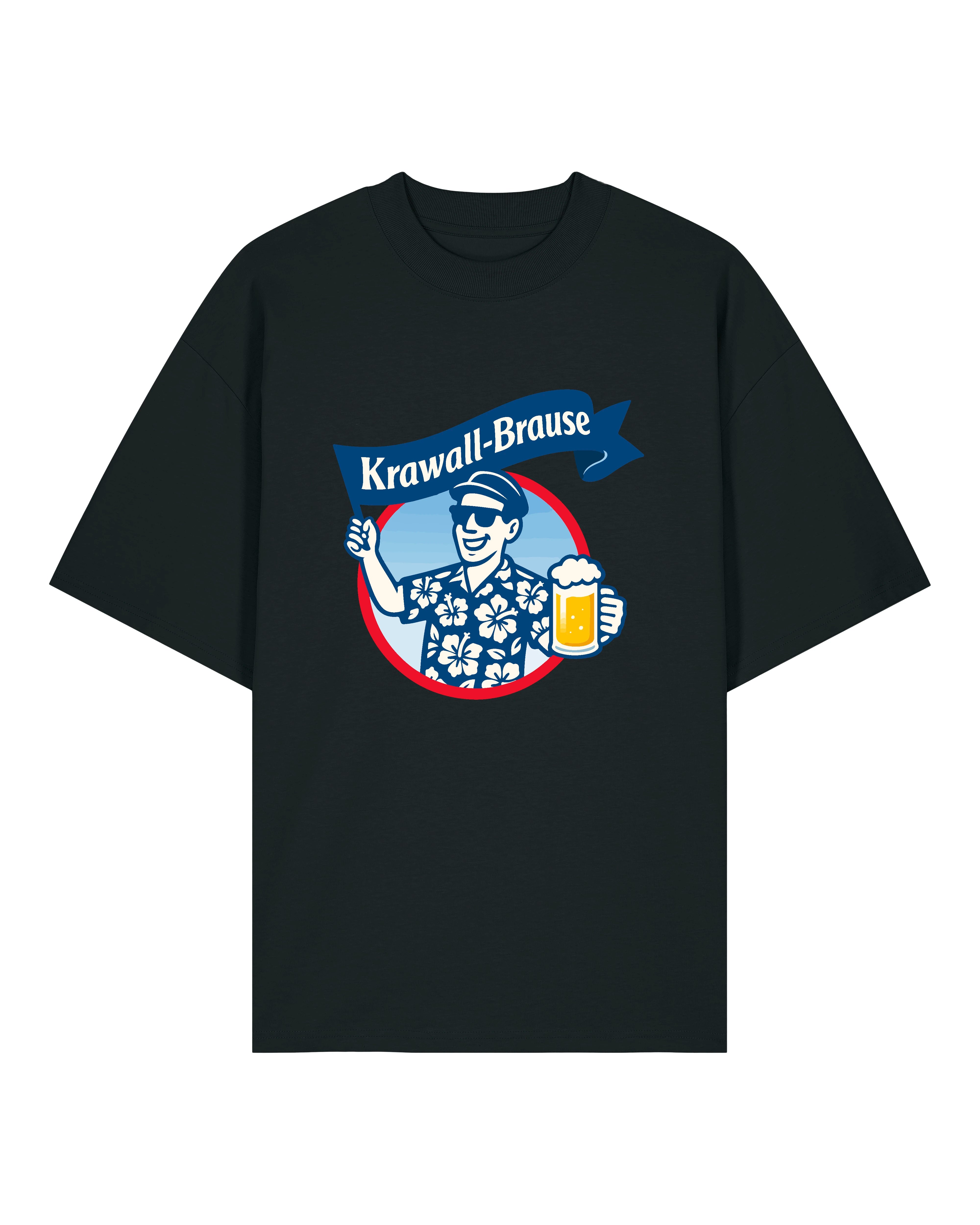 T-Shirt mit lustigem Spruch Krawallbrause – Oversized Fit – Schwarz – Teeflix