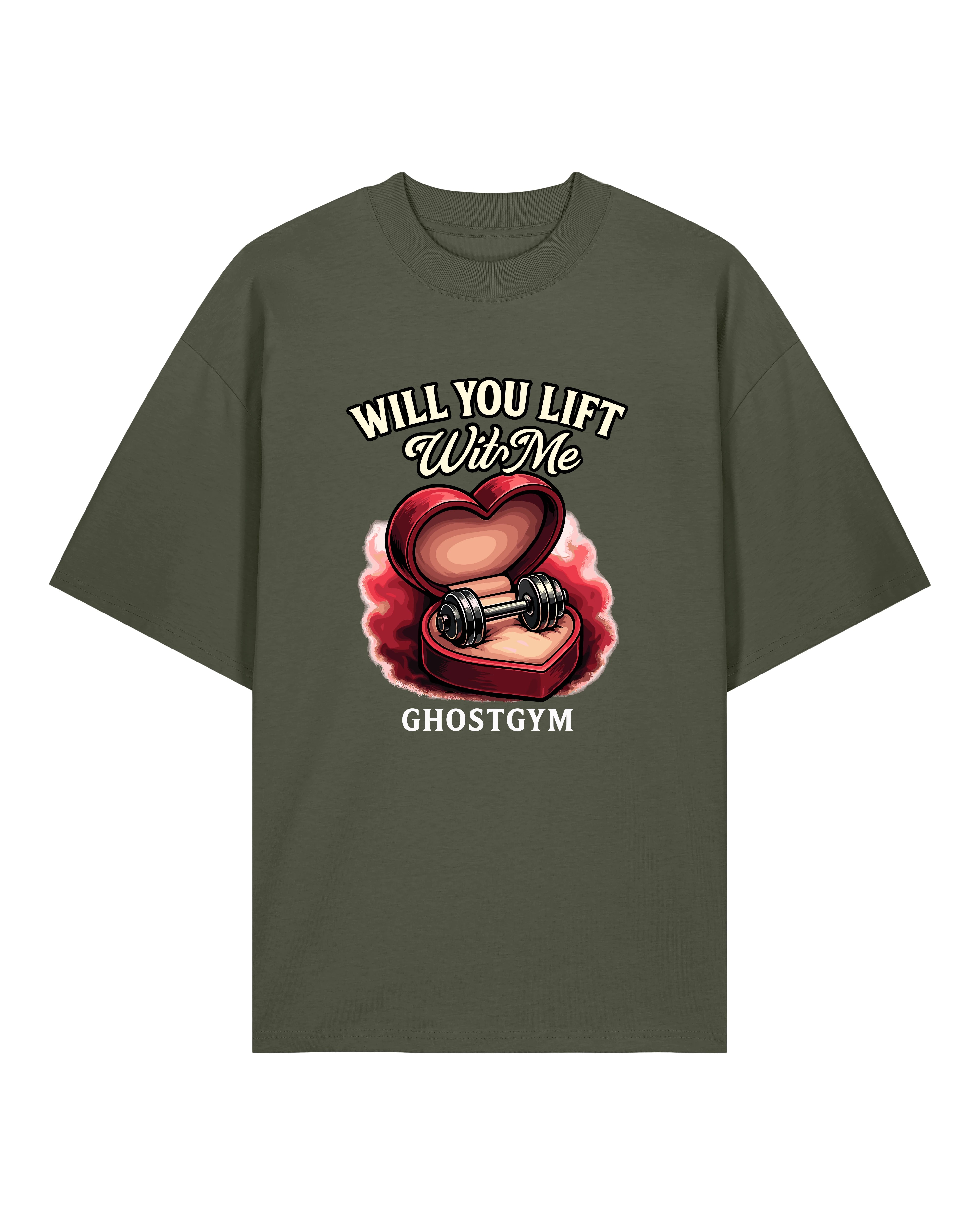Teeflix Will You Lift With Me Gym Shirt Oliv Oversized Pump Cover Bio-Baumwolle Bodybuilding Shirt